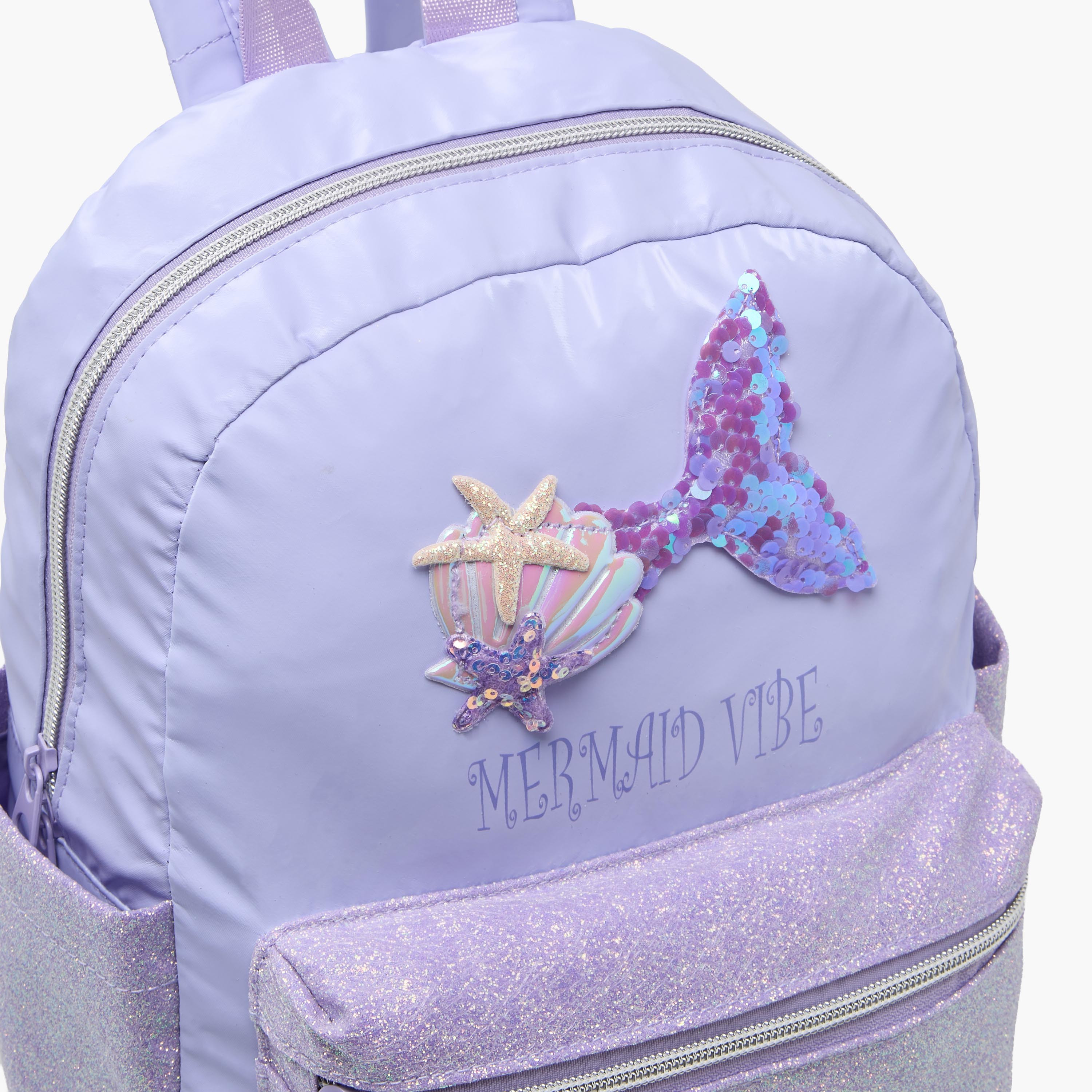 شنطة ظهر للبنات 5-8 سنوات بأحزمة كتف مبطنة وزينة حورية من آيكون - 13 بوصة-school-bagsandbackpacks-backpacks-image-2