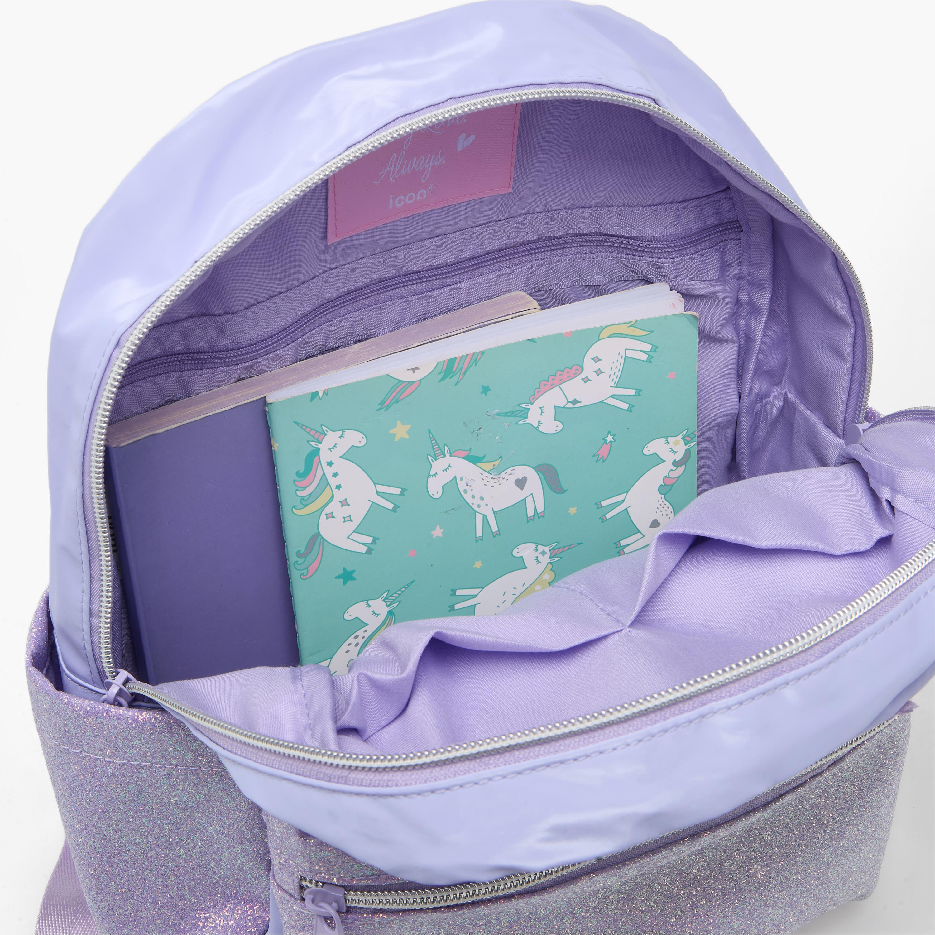 شنطة ظهر للبنات 5-8 سنوات بأحزمة كتف مبطنة وزينة حورية من آيكون - 13 بوصة-school-bagsandbackpacks-backpacks-image-4