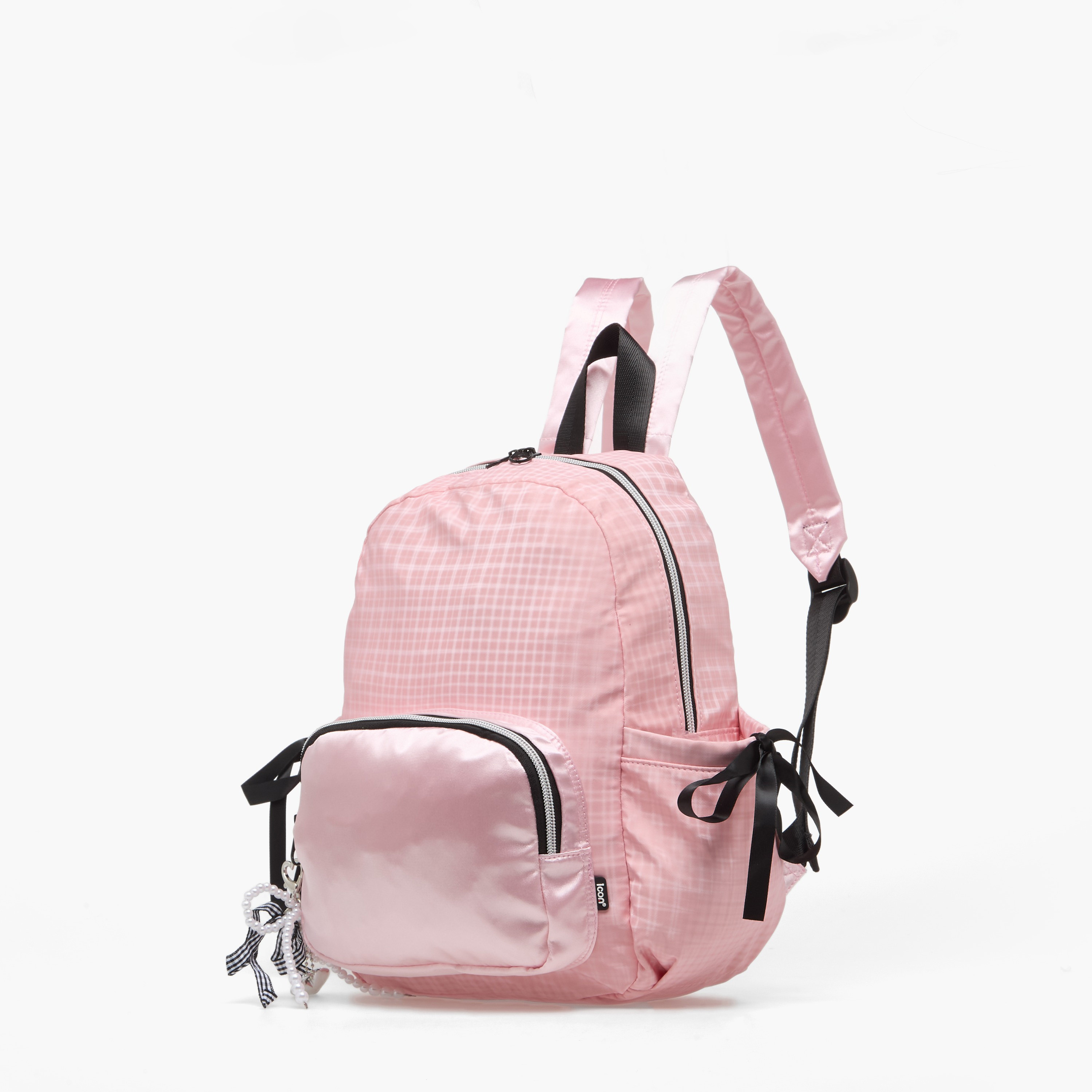 icon Checked Backpack for Girls with Padded Shoulder Straps-school-bagsandbackpacks-backpacks-image-5