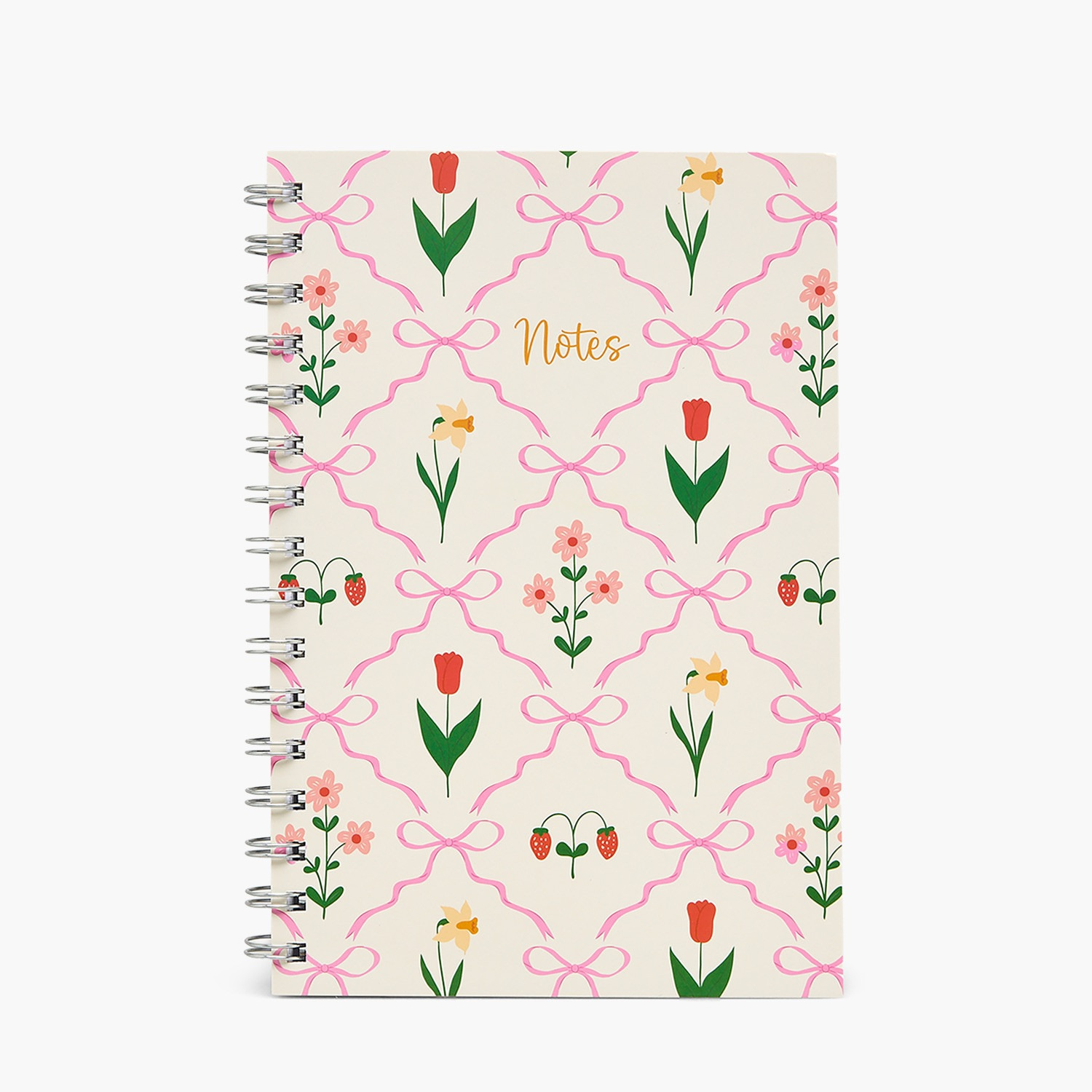 Floral Print Notebook with Spiral Binding-school-stationery-notebooks-image-1