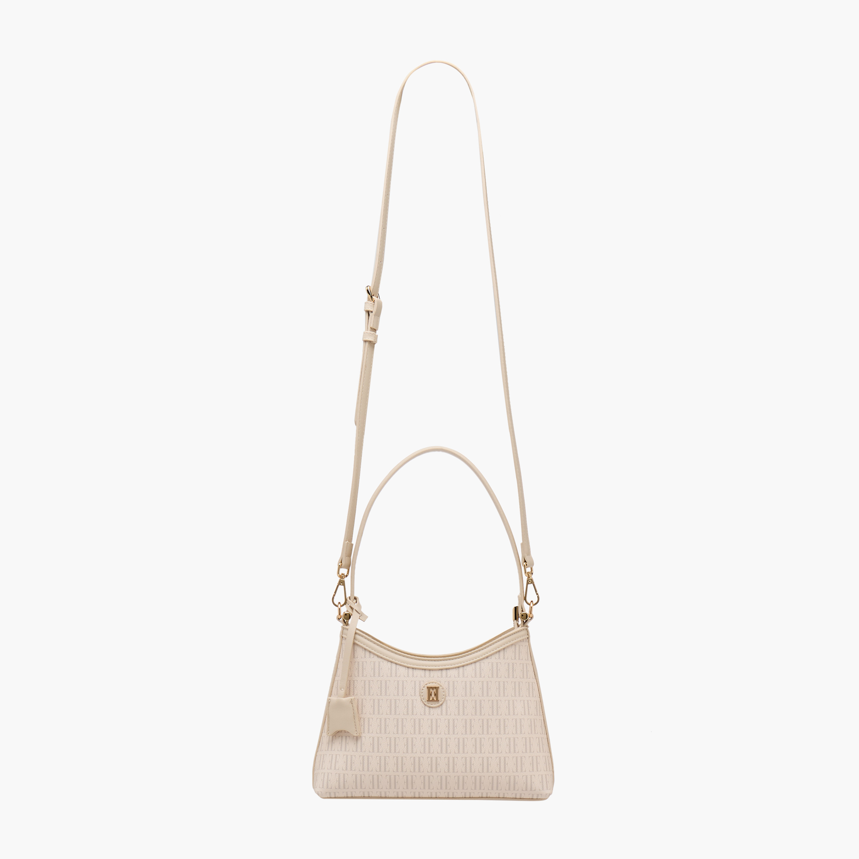 Elle Monogram Print Shoulder Bag with Detachable Strap-women-bagsandwallets-handbags-image-2