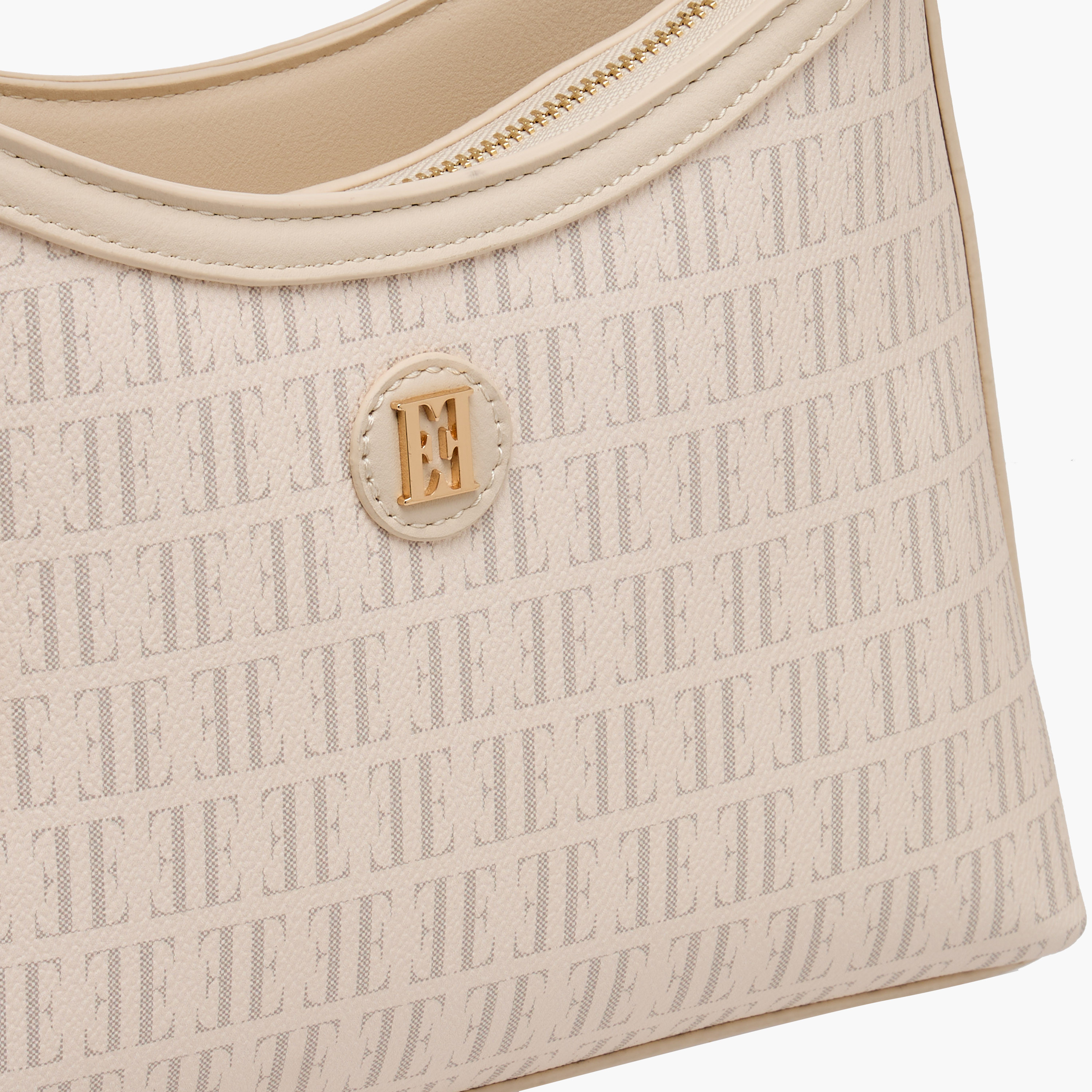 Elle Monogram Print Shoulder Bag with Detachable Strap-women-bagsandwallets-handbags-image-4