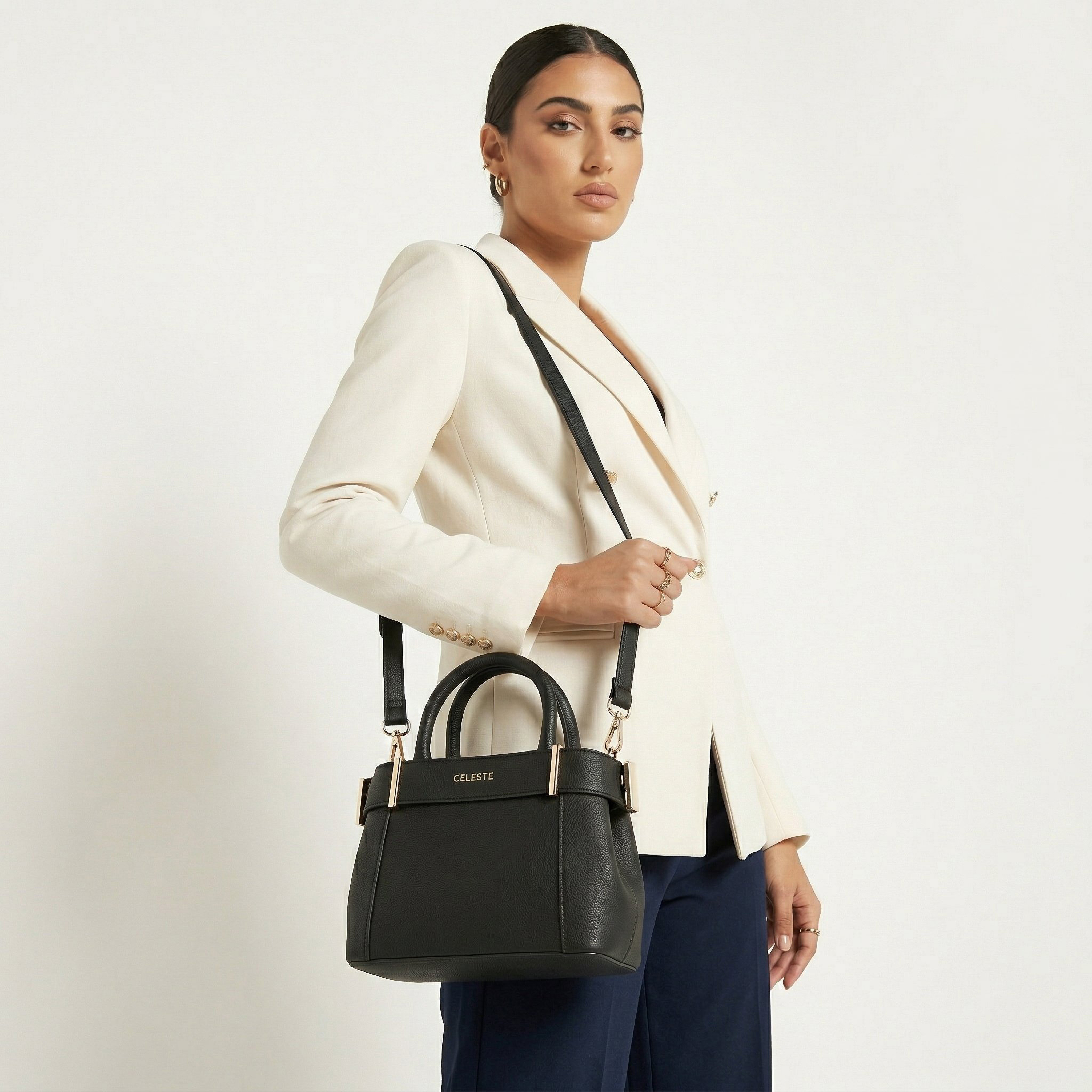 Celeste Textured Satchel Bag with Detachable Strap-women-bagsandwallets-handbags-image-2