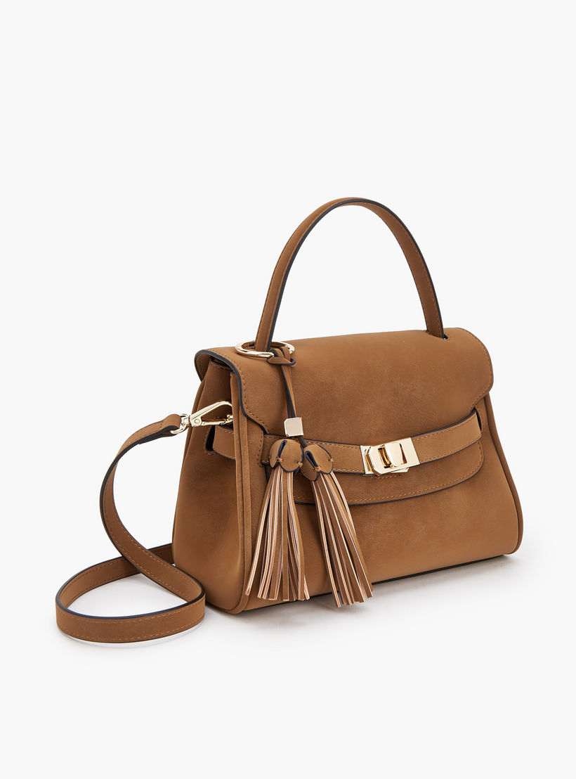 شنطة ساتشيل بدلاية شراشيب ونقوش مونوجرام بارزة الملمس من سيليست-women-bagsandwallets-handbags-image-3