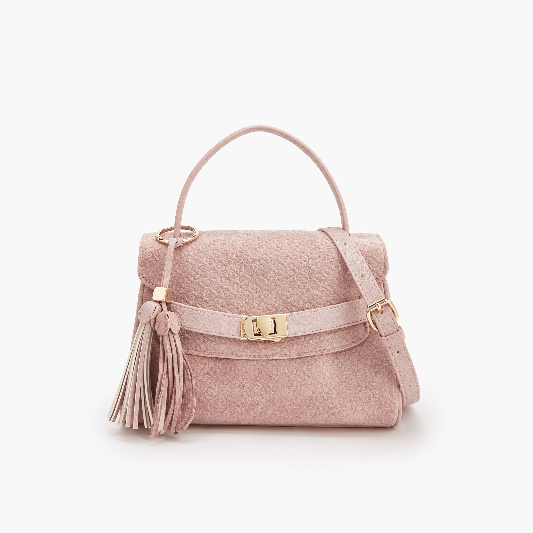 Celeste Monogram Textured Satchel Bag with Tassel Charm-women-bagsandwallets-handbags-image-1