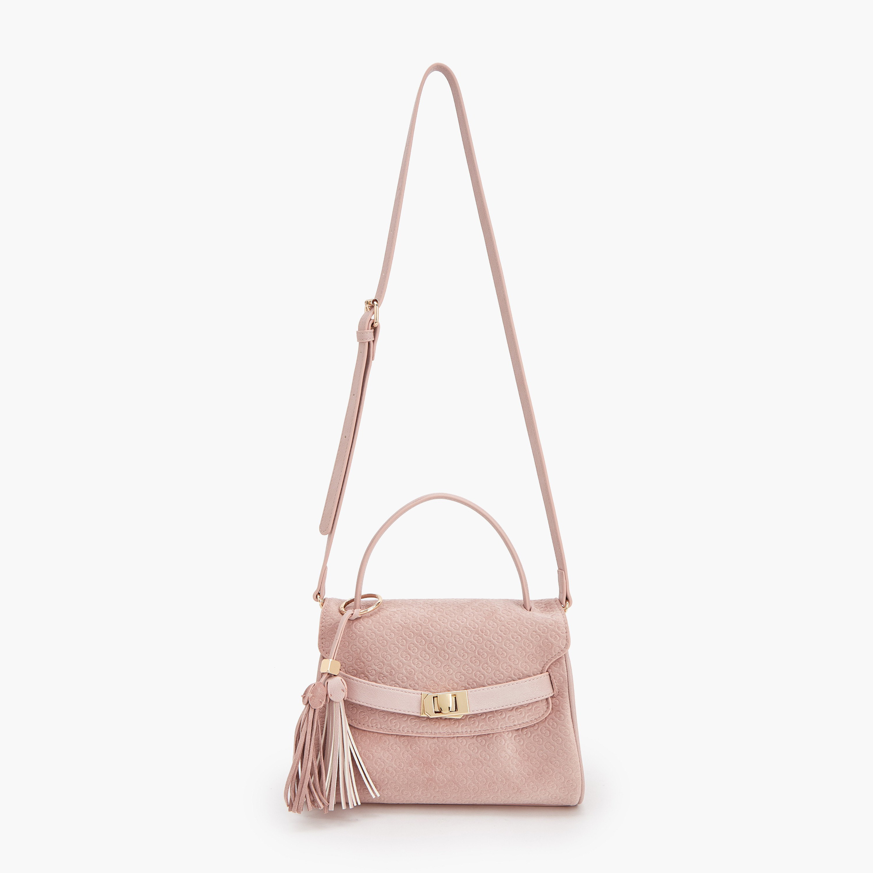 Celeste Monogram Textured Satchel Bag with Tassel Charm-women-bagsandwallets-handbags-image-2