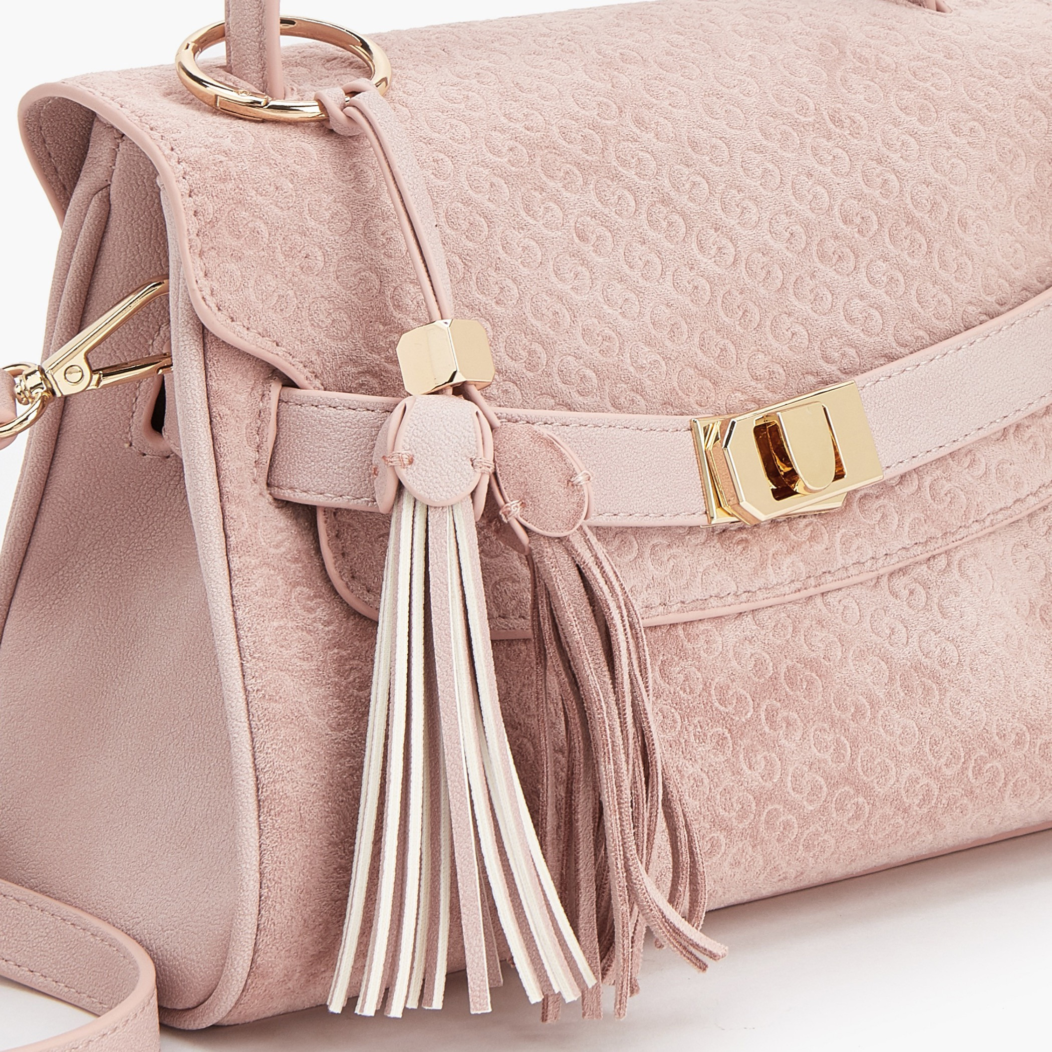 Celeste Monogram Textured Satchel Bag with Tassel Charm-women-bagsandwallets-handbags-image-4