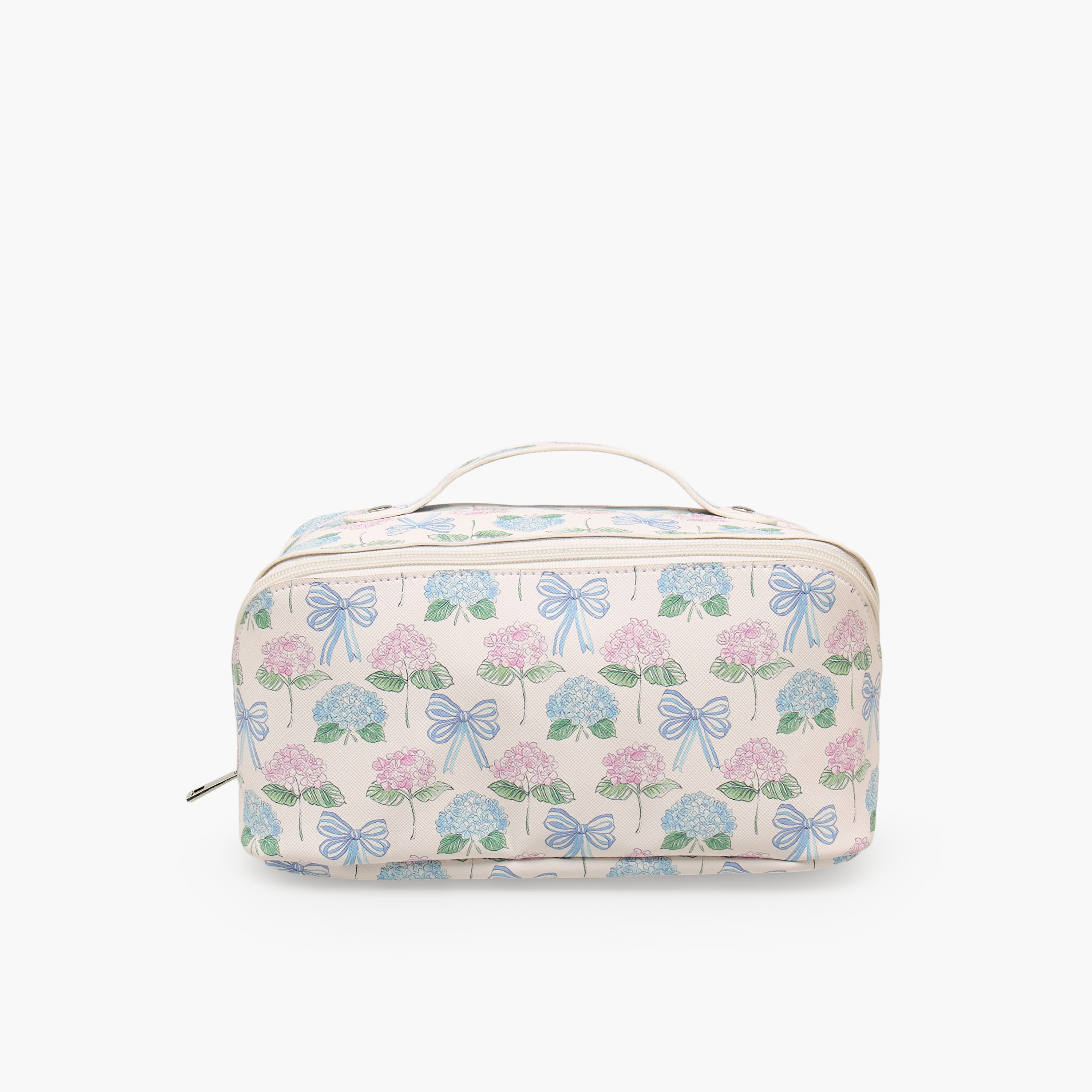 Floral Print Cosmetic Bag with Handle-beautyandpersonalcare-makeup-brushesandaccessories-makeuppouches-image-1