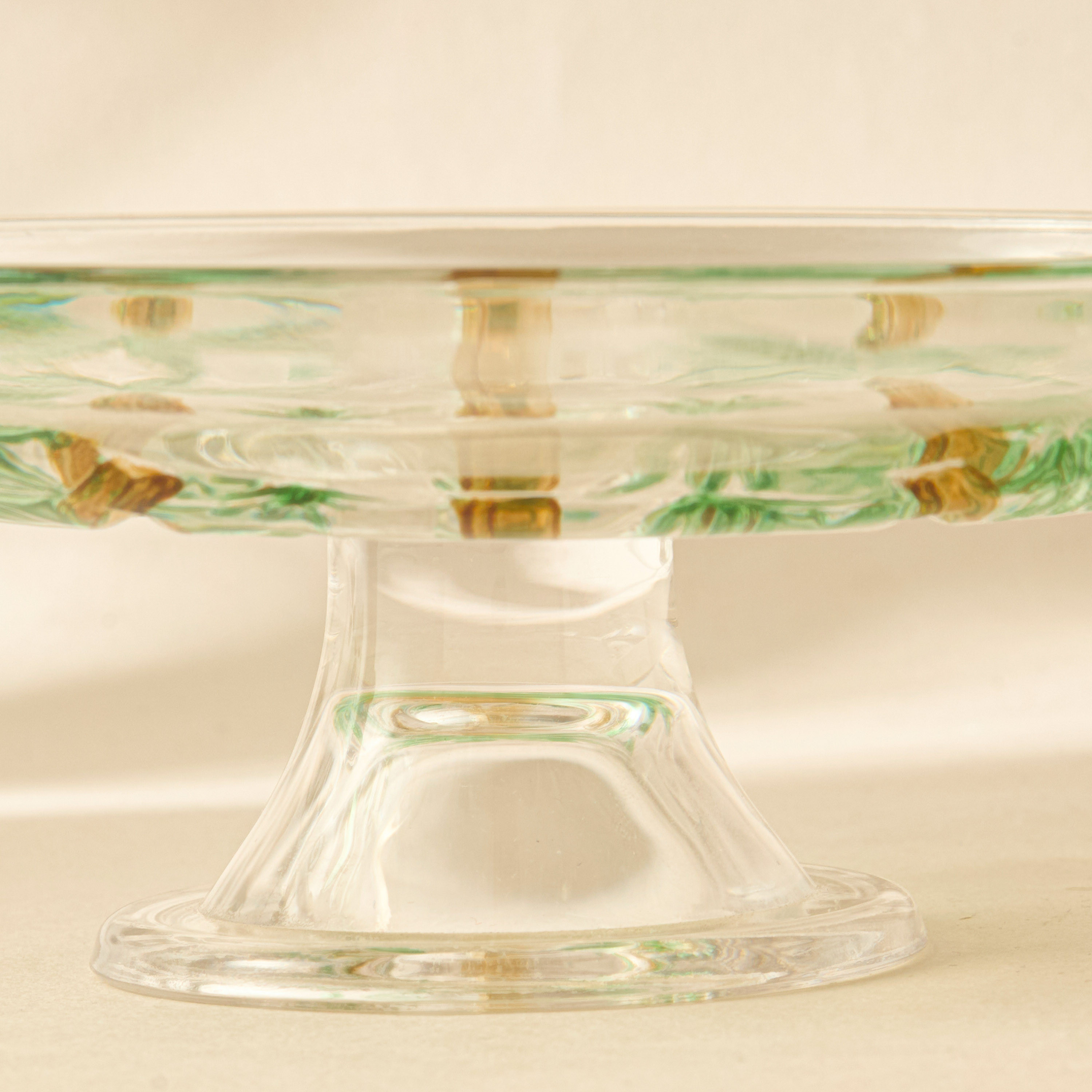 Palm Print Glass Cake Stand - 15 cms-household-dining-serveware-cakestands-image-4