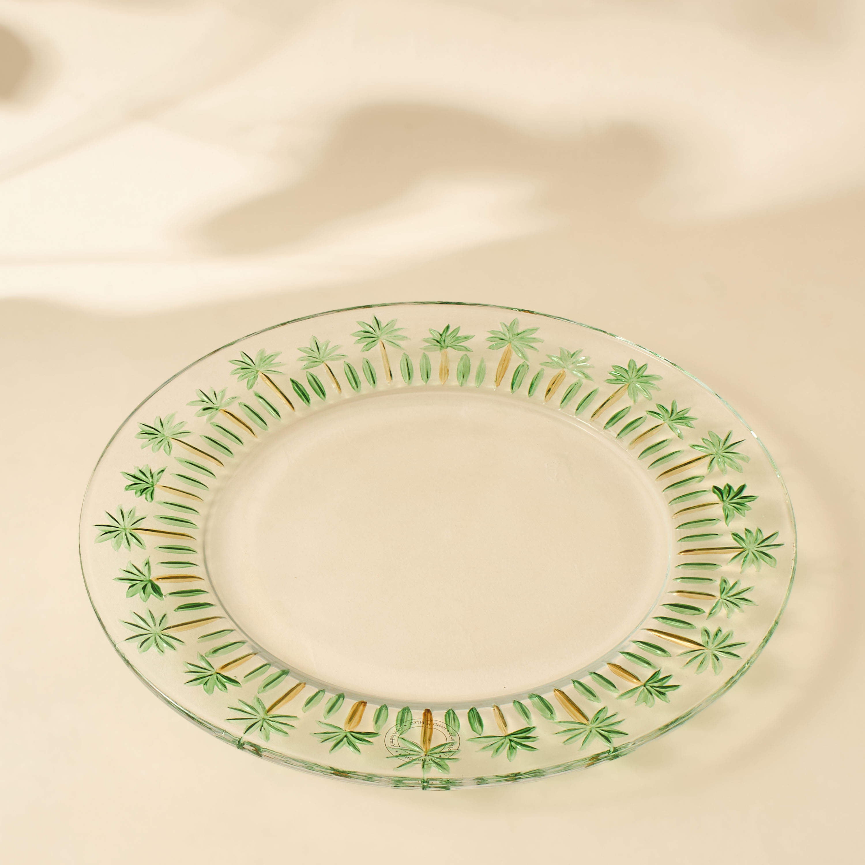 Palm Tree Print Glass Plate - 26 cms-household-dining-dinnerware-plates-image-2