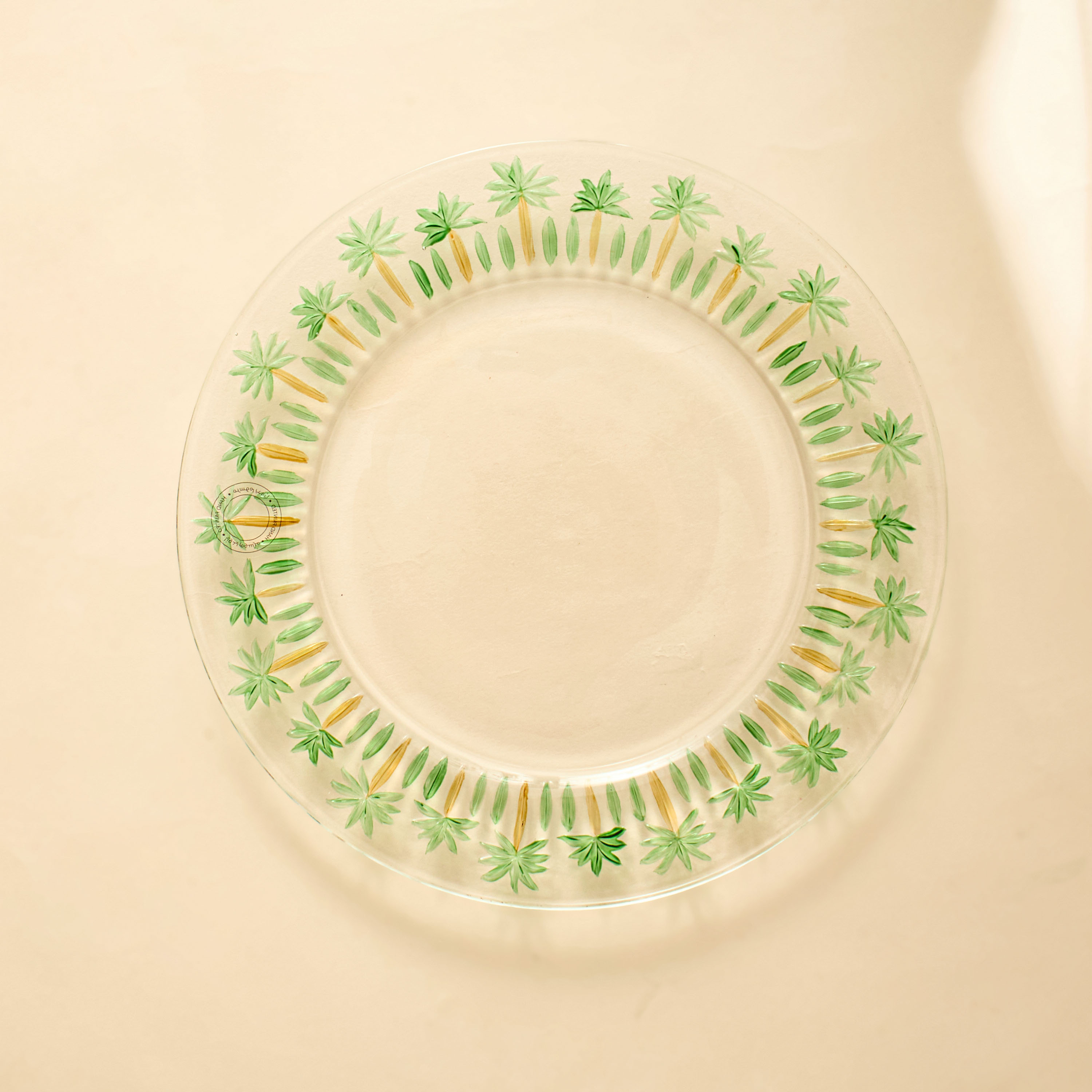 Palm Tree Print Glass Plate - 26 cms-household-dining-dinnerware-plates-image-3