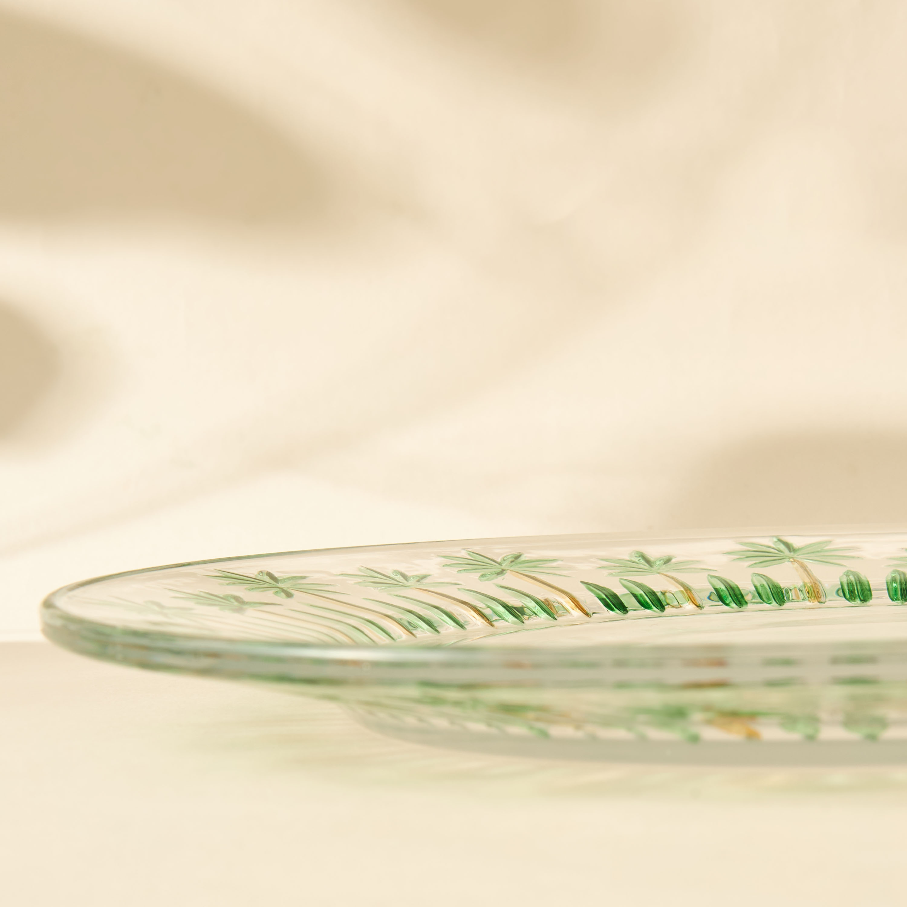 Palm Tree Print Glass Plate - 26 cms-household-dining-dinnerware-plates-image-4