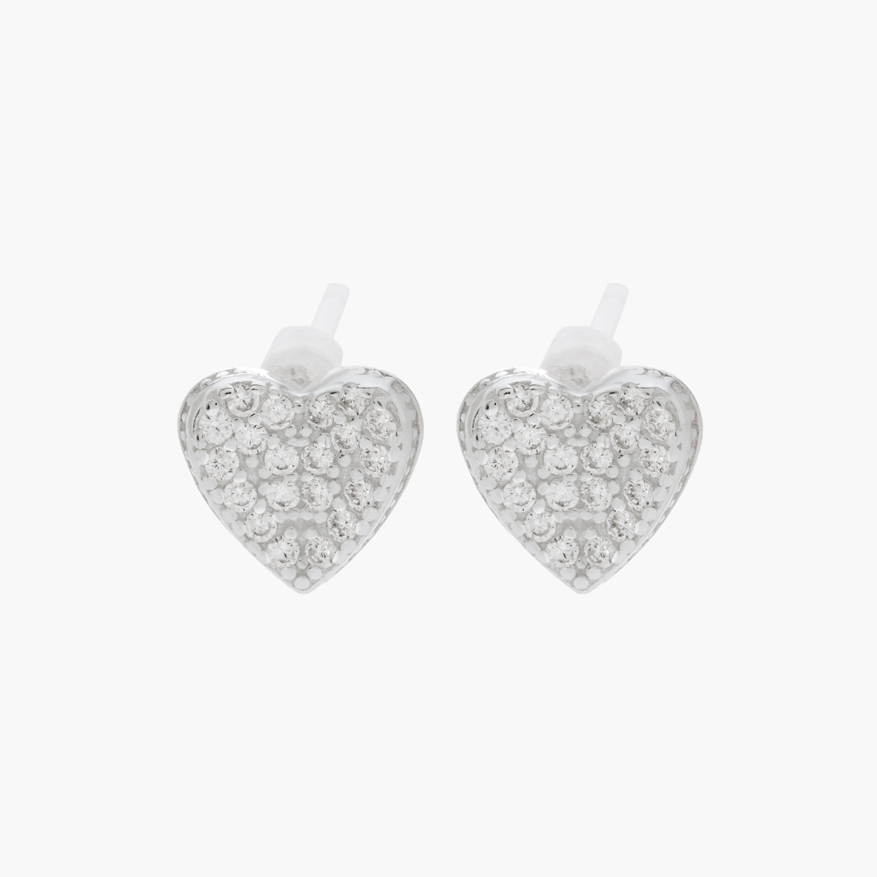 Silver Tone Heart Stud Earrings with Pushback Closure-women-watchesandjewellery-jewellery-earrings-image-1