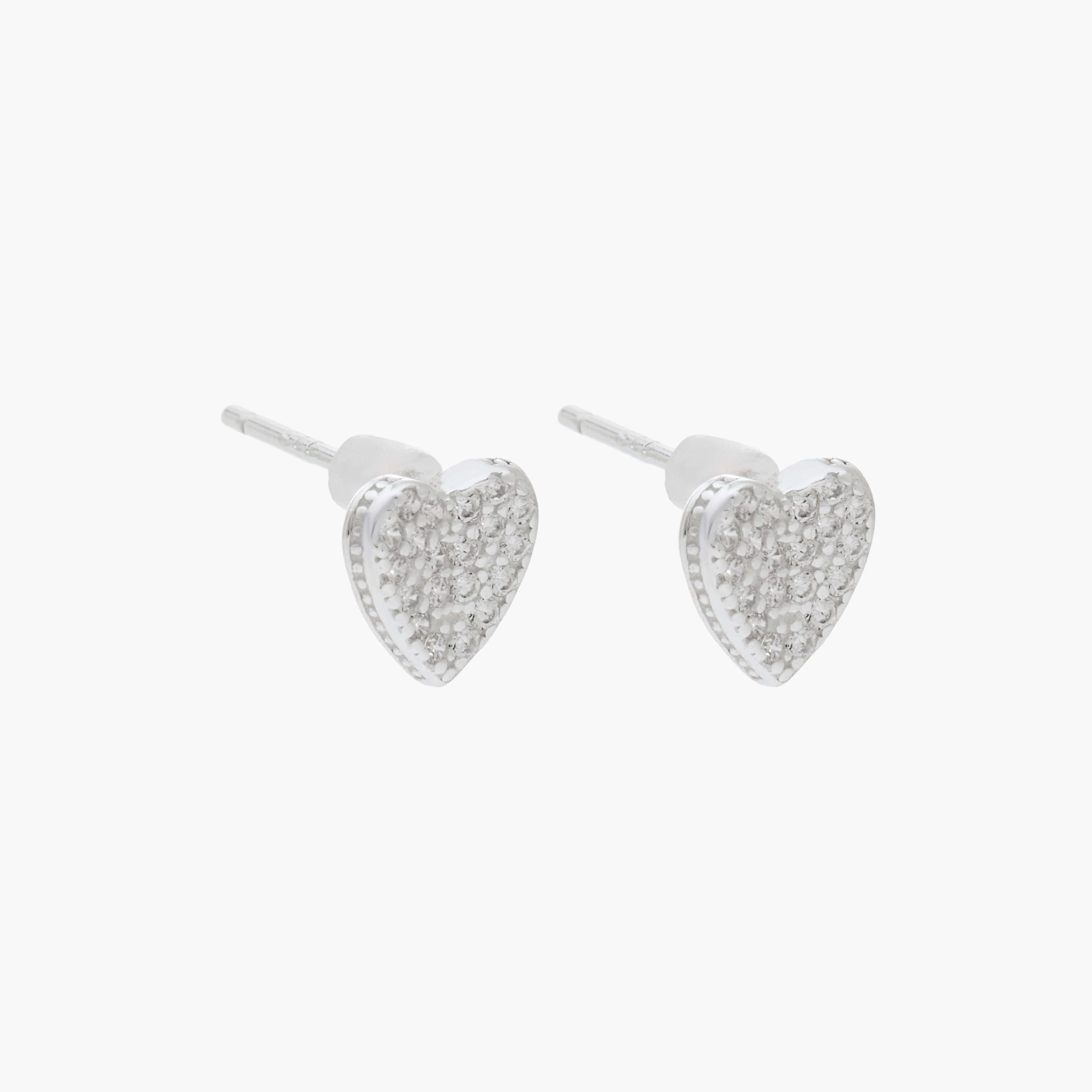 Silver Tone Heart Stud Earrings with Pushback Closure-women-watchesandjewellery-jewellery-earrings-image-2