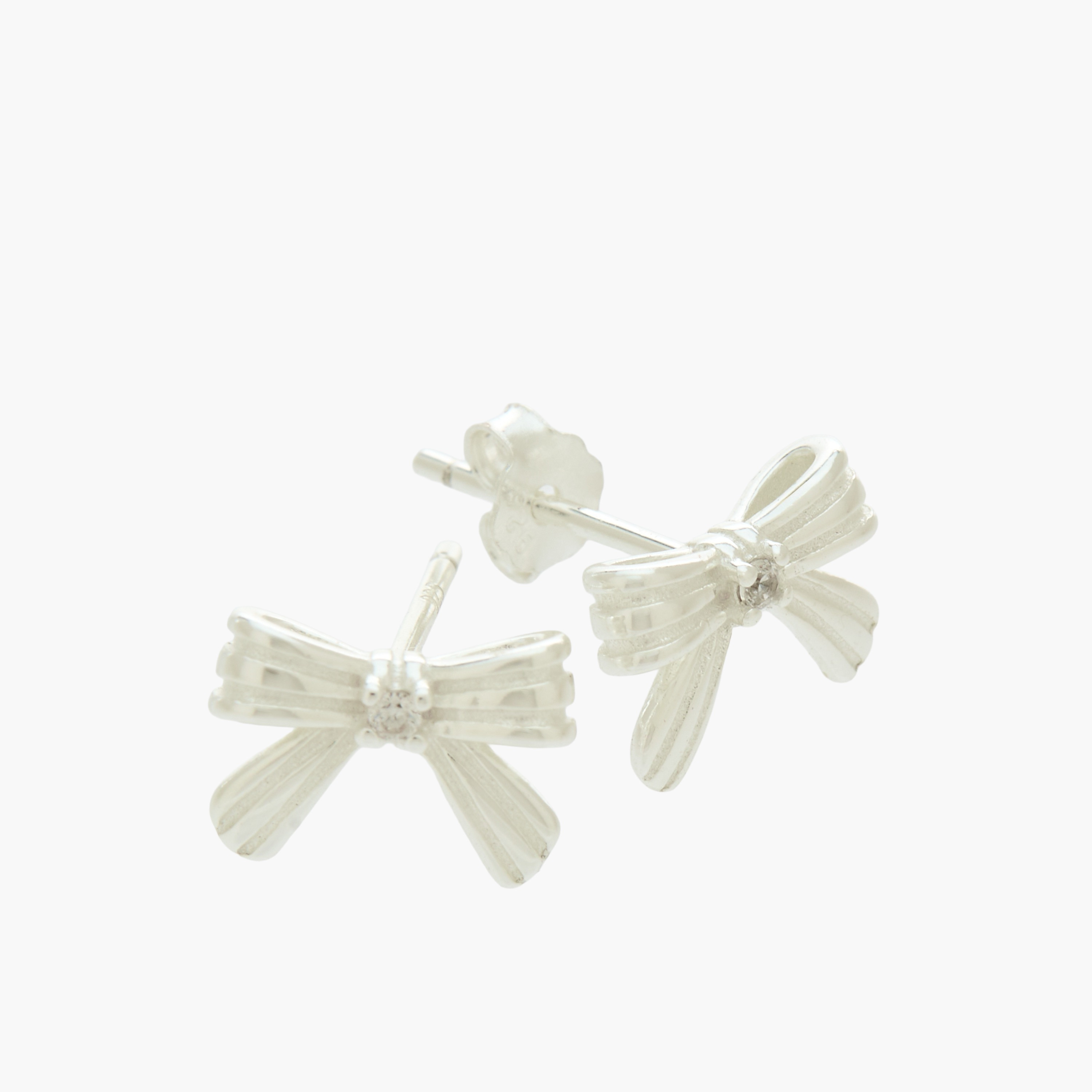Silver Tone Bow Stud Earrings with Pushback Closure-women-watchesandjewellery-jewellery-earrings-image-4