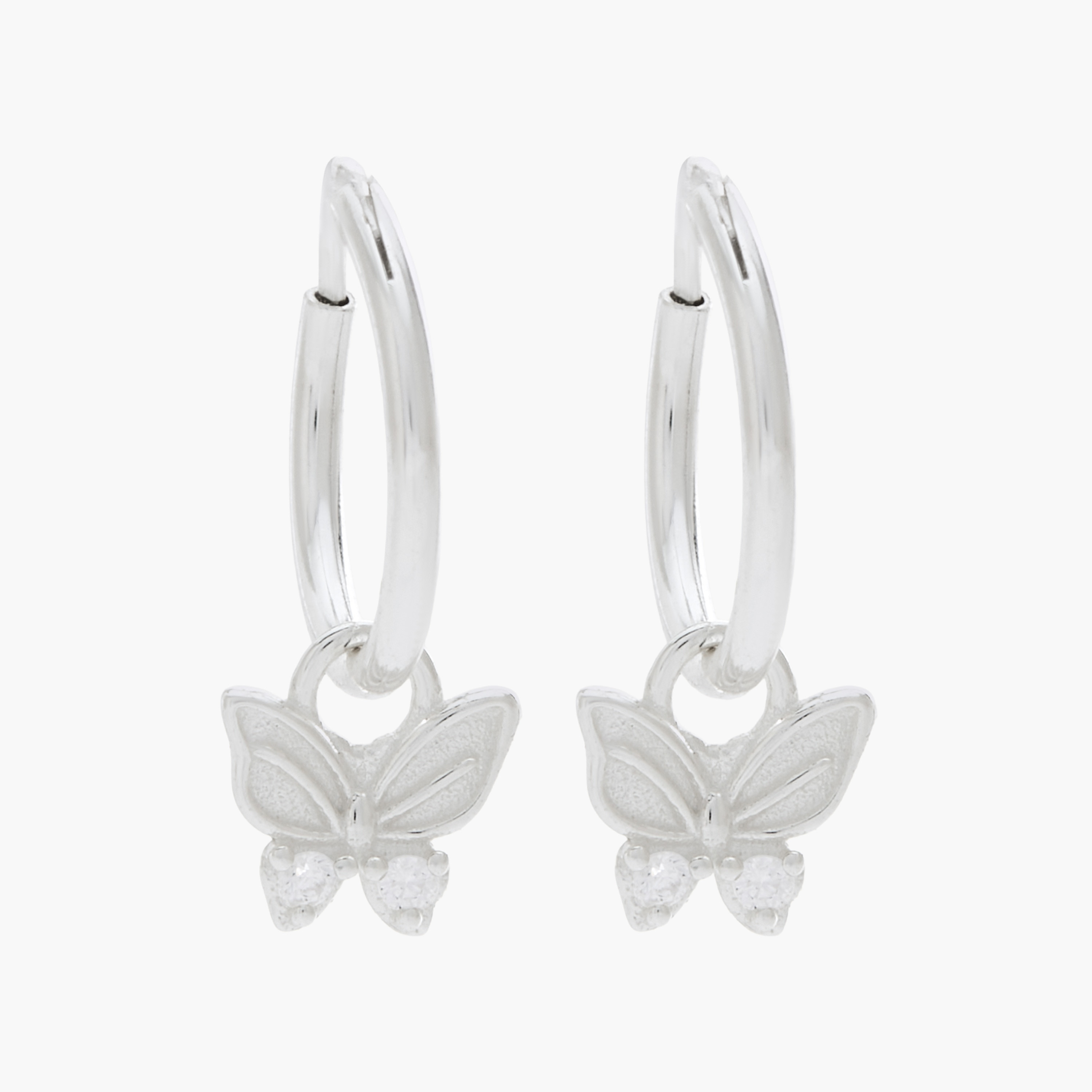 Silver Tone Hoop Earrings with Butterfly Charm-women-watchesandjewellery-jewellery-earrings-image-1