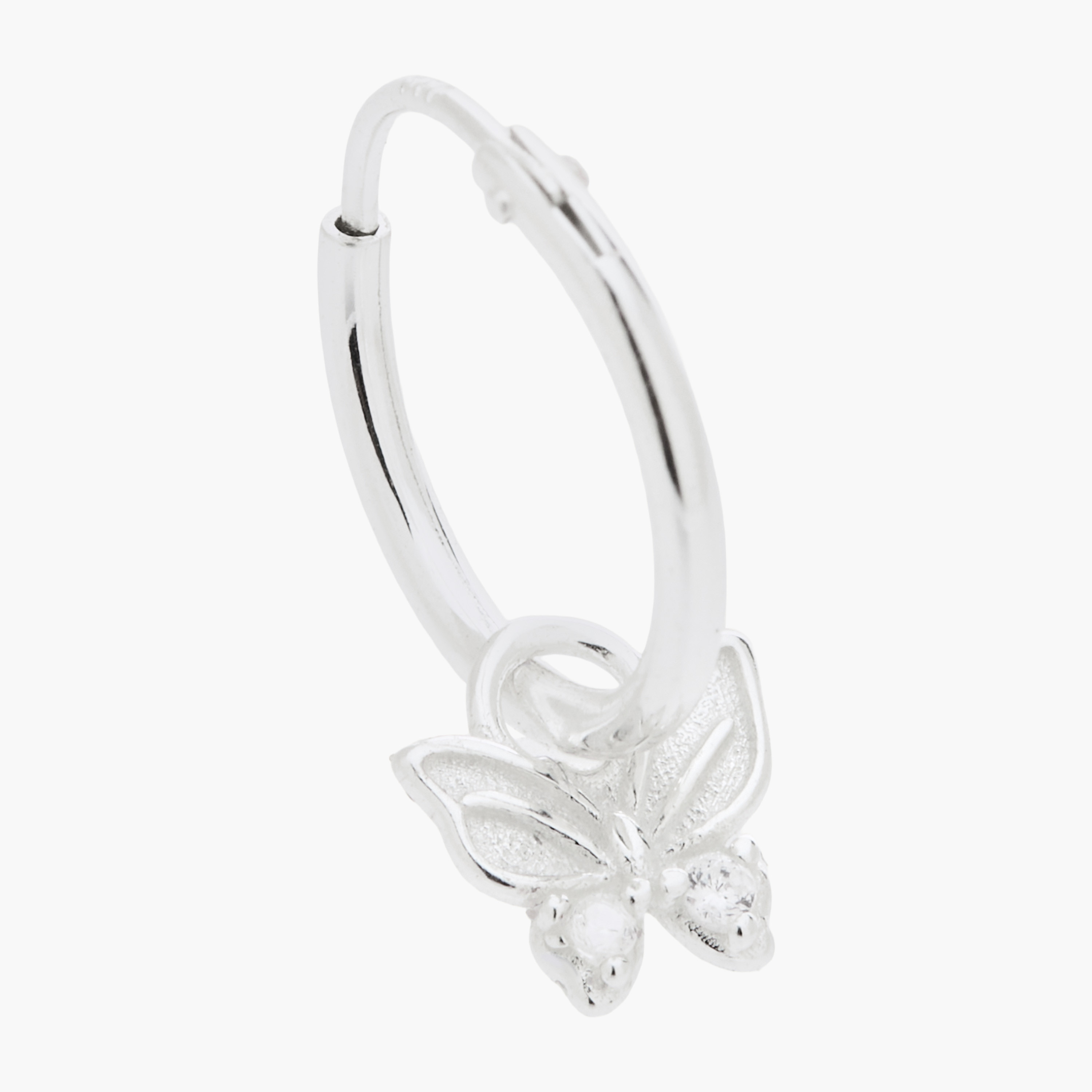 Silver Tone Hoop Earrings with Butterfly Charm-women-watchesandjewellery-jewellery-earrings-image-3