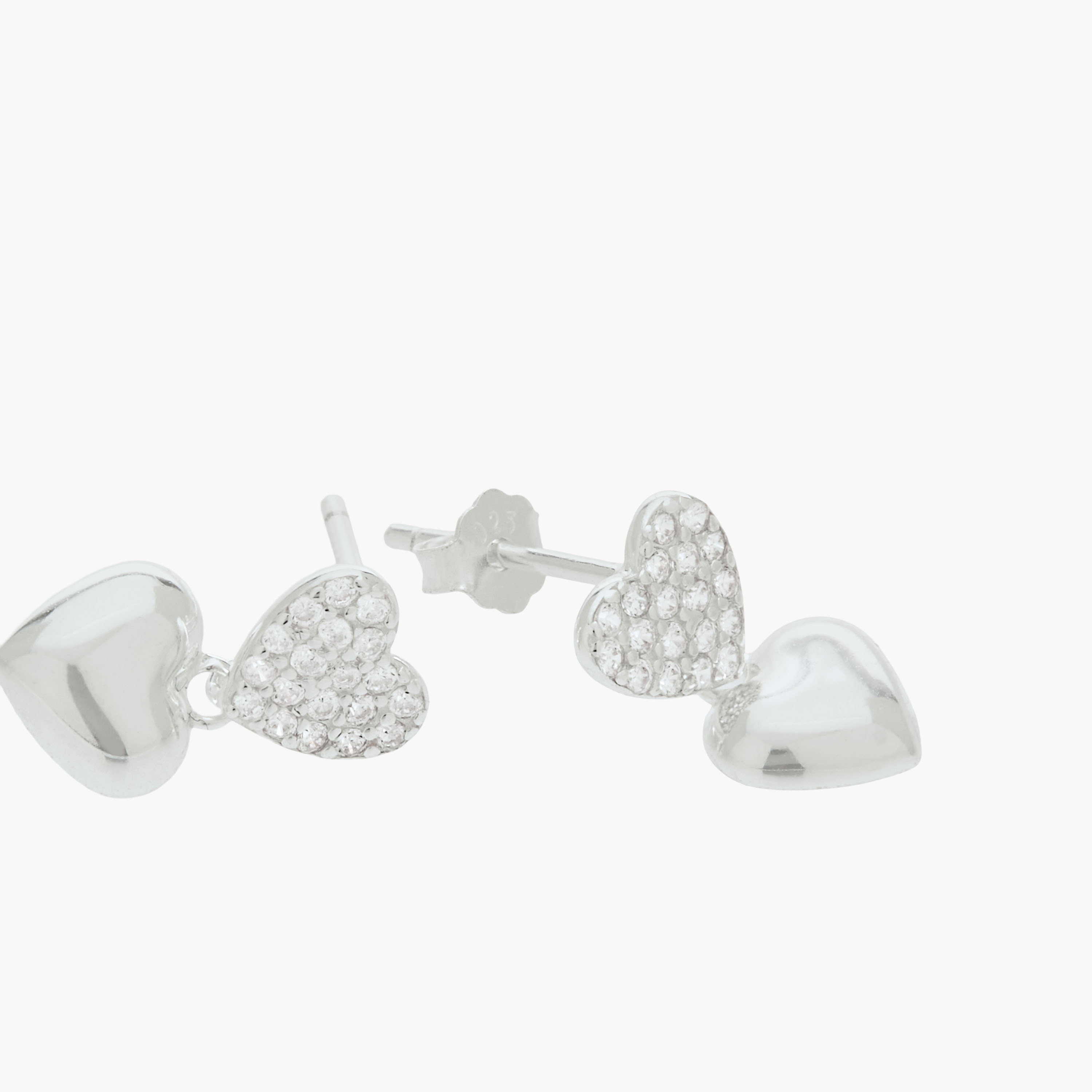 Silver Tone Drop Earrings with Embellished Heart-women-watchesandjewellery-jewellery-earrings-image-4