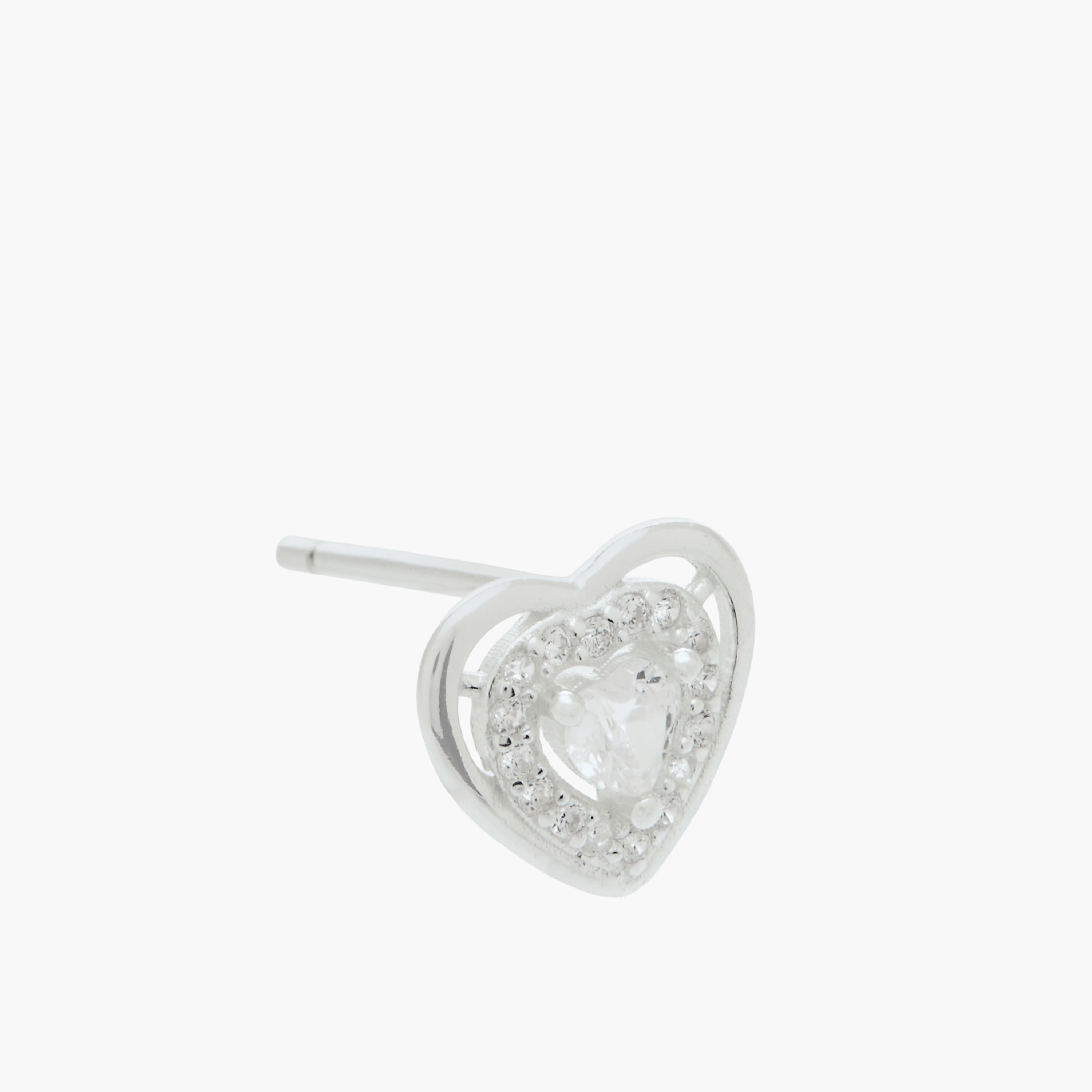 Silver Tone Heart Stud Earrings with Pushback Closure-women-watchesandjewellery-jewellery-earrings-image-3