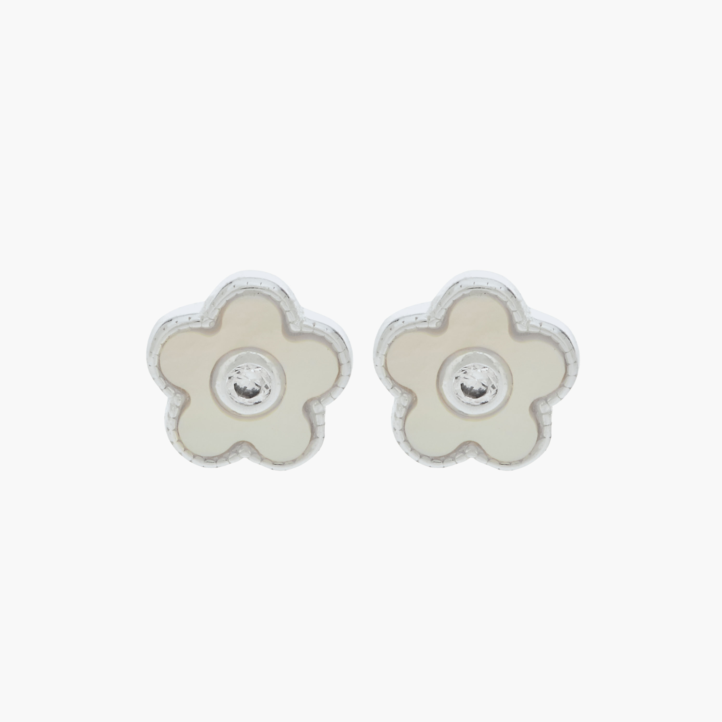 Silver Tone Floral Stud Earrings with Pushback Closure-women-watchesandjewellery-jewellery-earrings-image-1