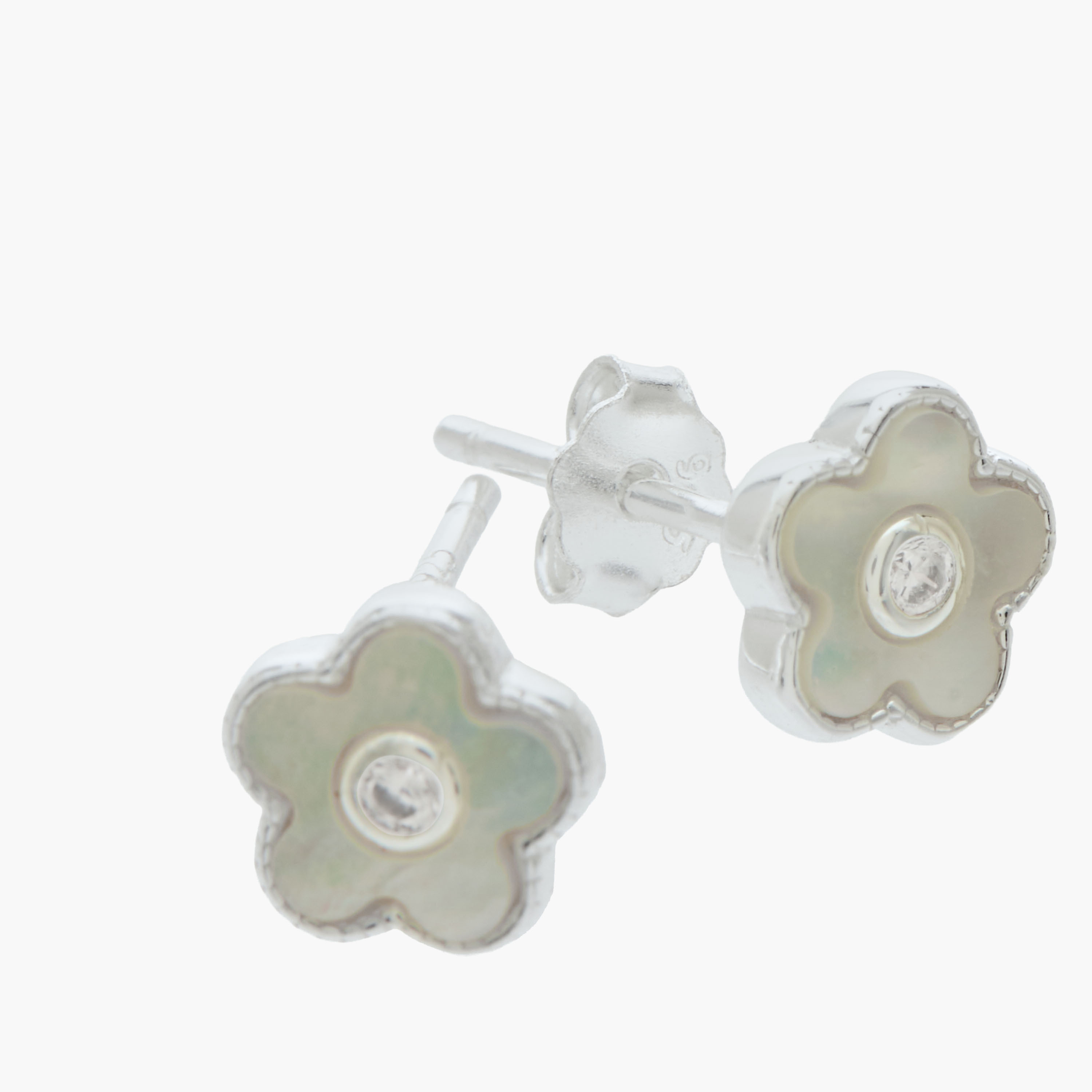 Silver Tone Floral Stud Earrings with Pushback Closure-women-watchesandjewellery-jewellery-earrings-image-4
