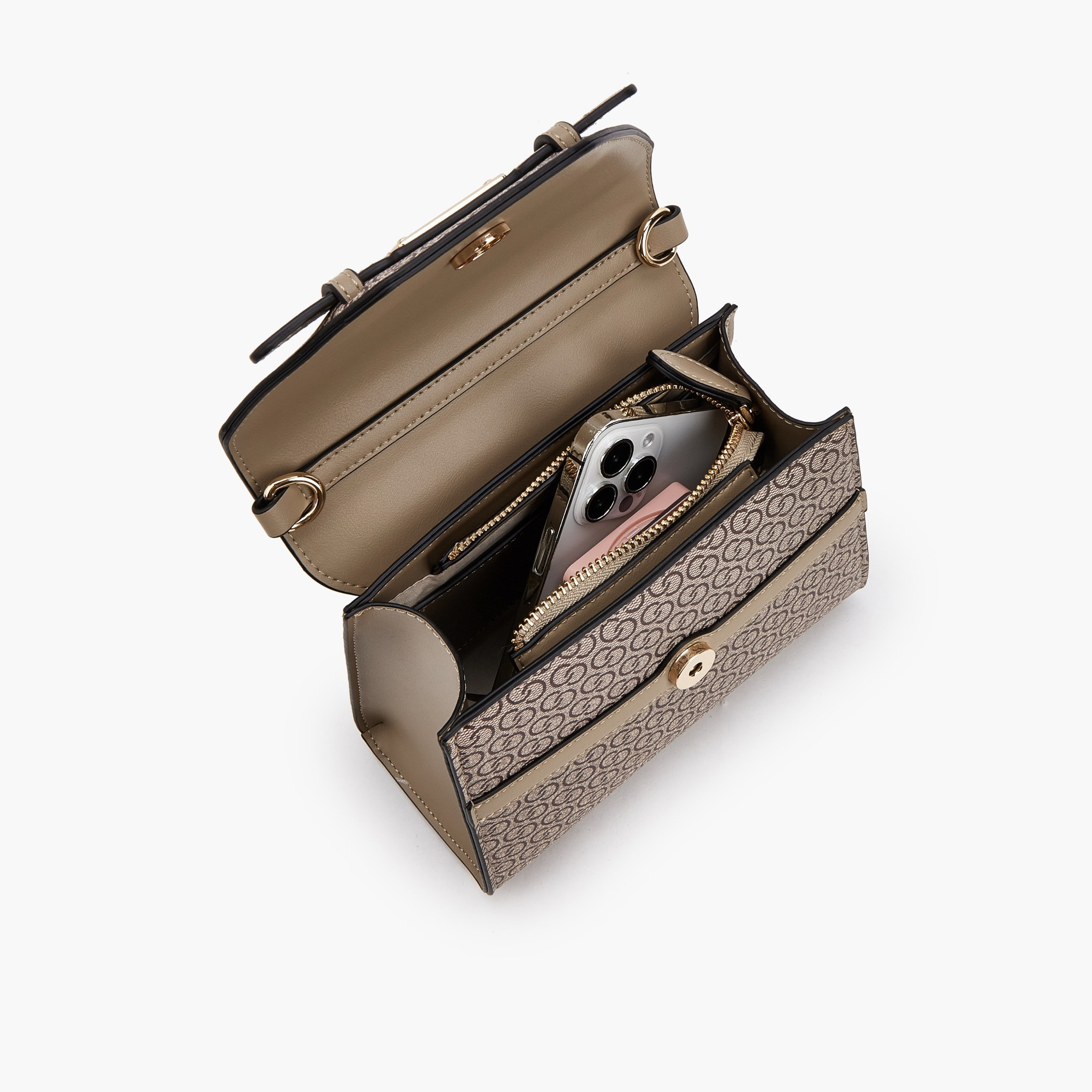 شنطة ساتشيل بحزام قابل للفصل وطبعات مونوجرام من سيليست-women-bagsandwallets-handbags-image-7