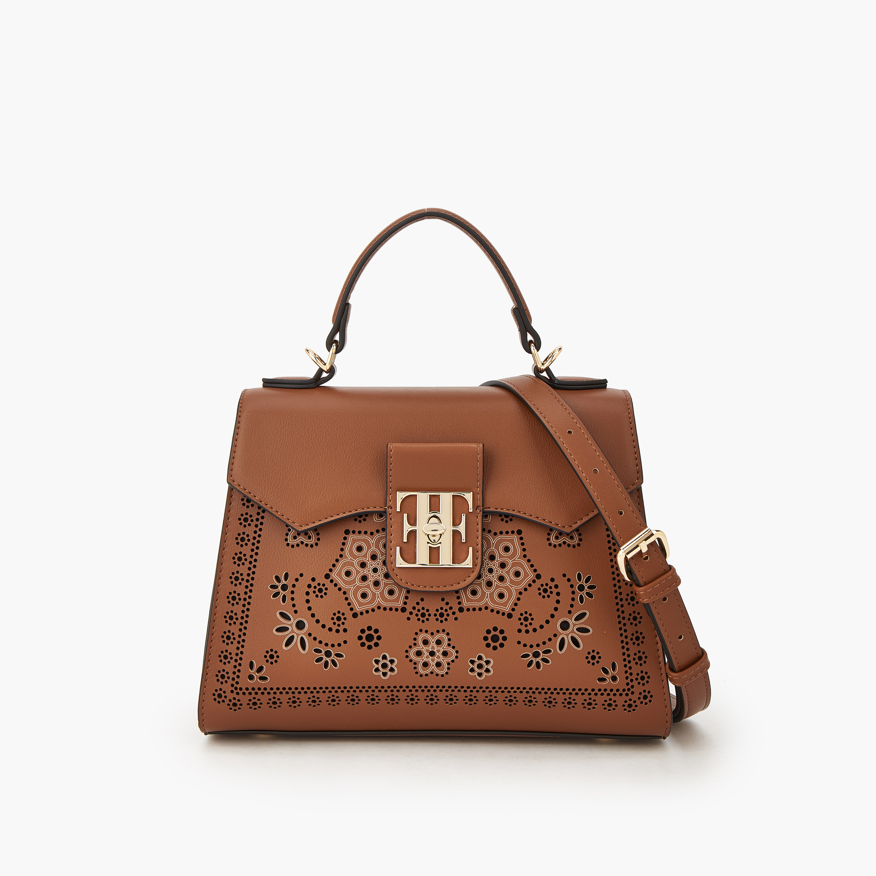 Elle Cutwork Satchel Bag with Detachable Strap-women-bagsandwallets-handbags-image-1