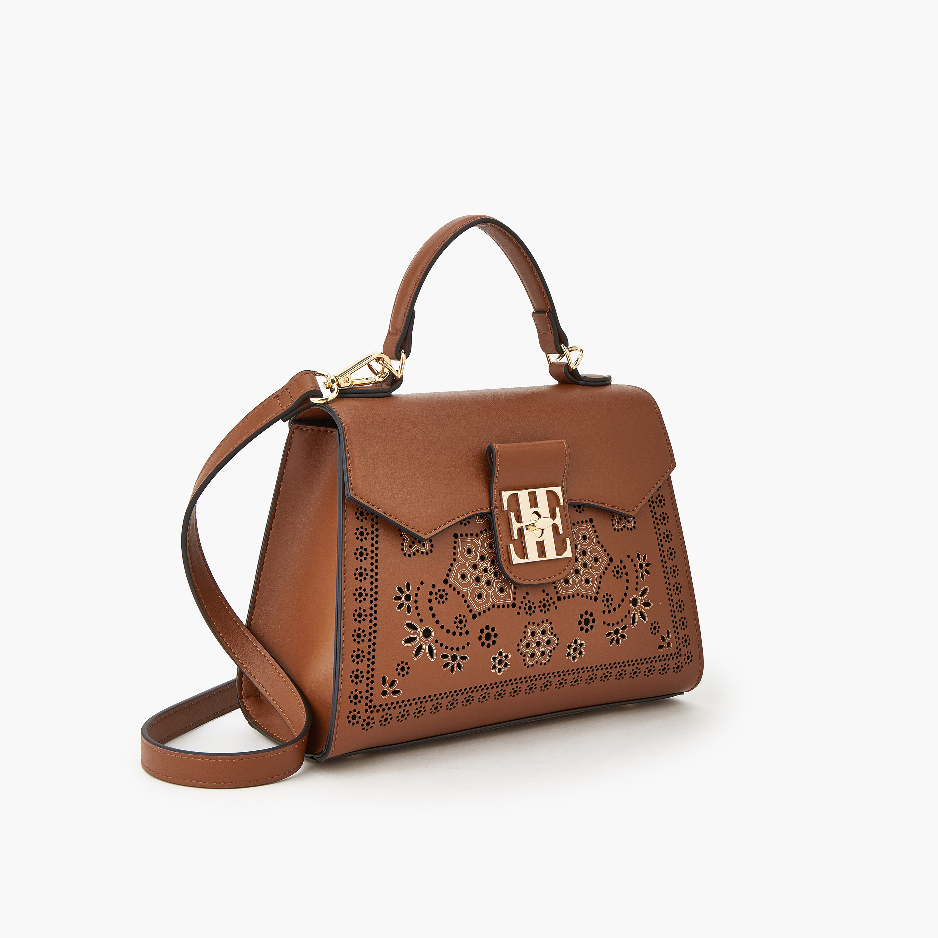Elle Cutwork Satchel Bag with Detachable Strap-women-bagsandwallets-handbags-image-3