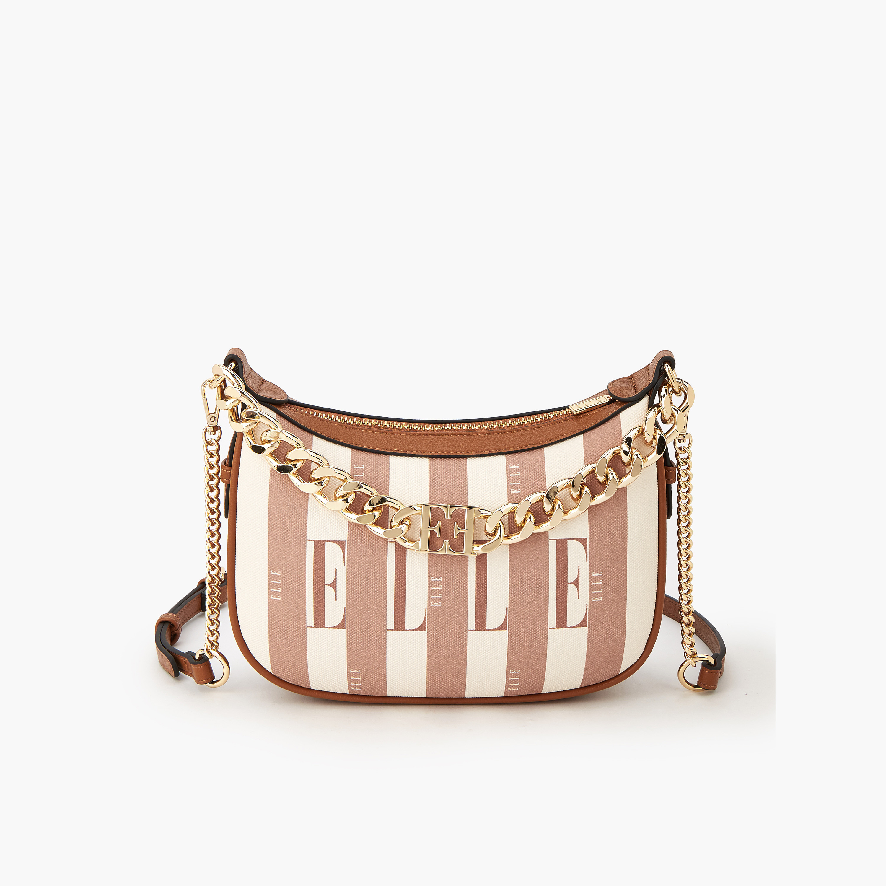 Elle Safiano Striped Crossbody Bag with Chain Accent-women-bagsandwallets-handbags-image-1
