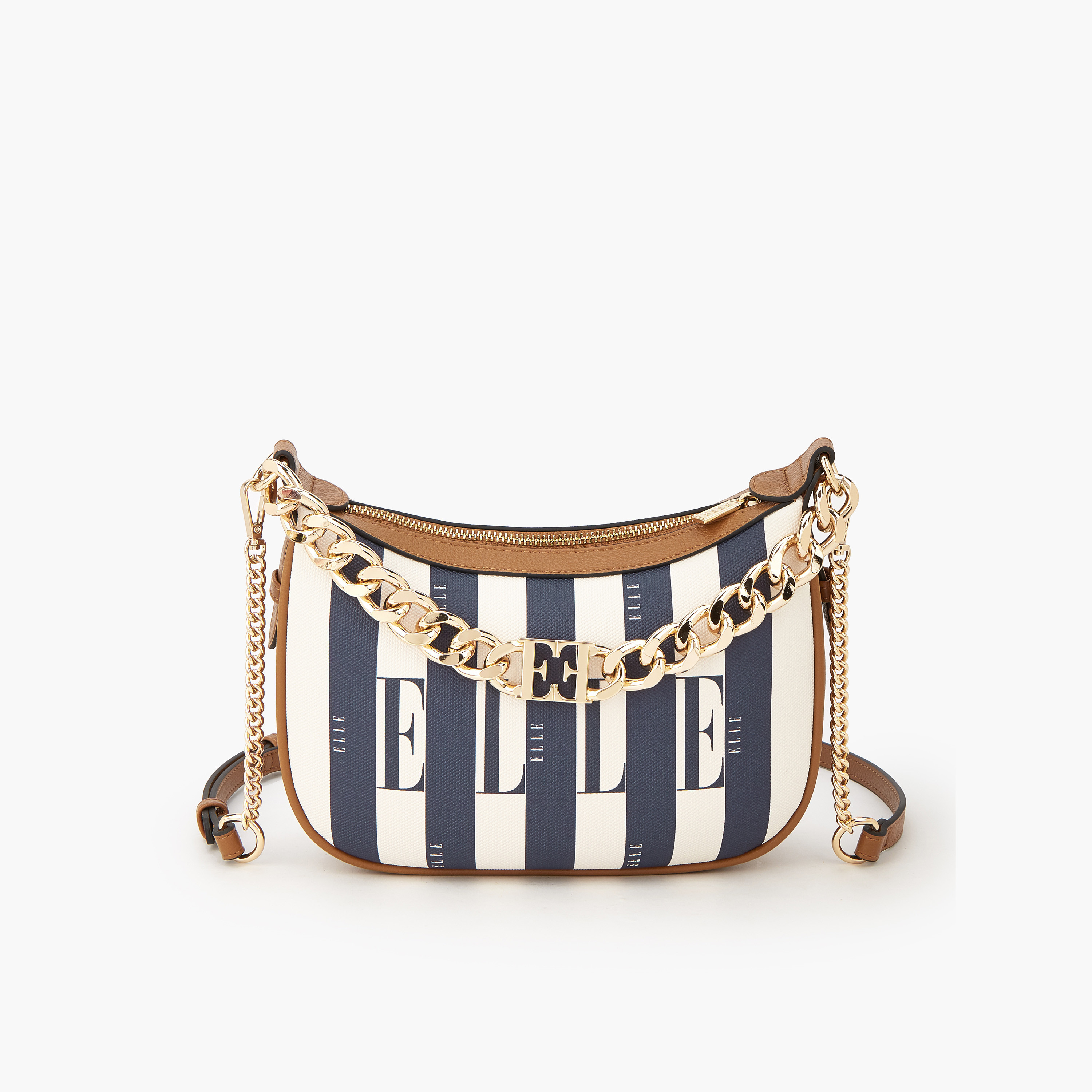 Elle Safiano Striped Crossbody Bag with Chain Accent-women-bagsandwallets-handbags-image-1