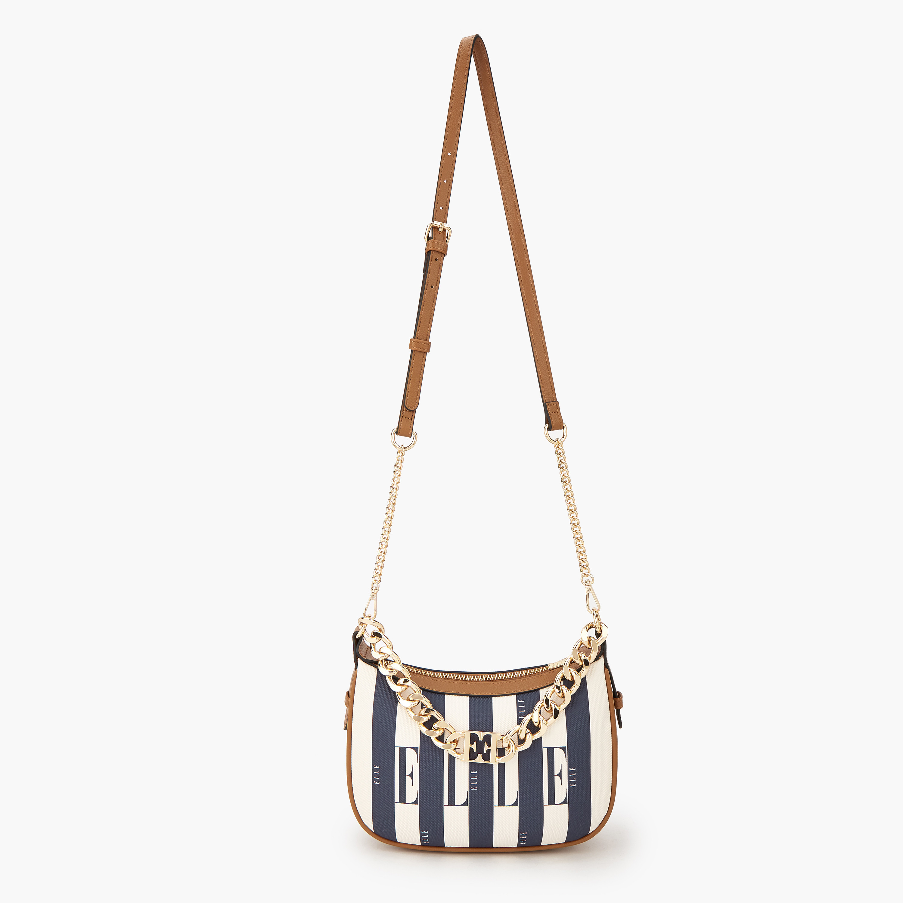 Elle Safiano Striped Crossbody Bag with Chain Accent-women-bagsandwallets-handbags-image-2