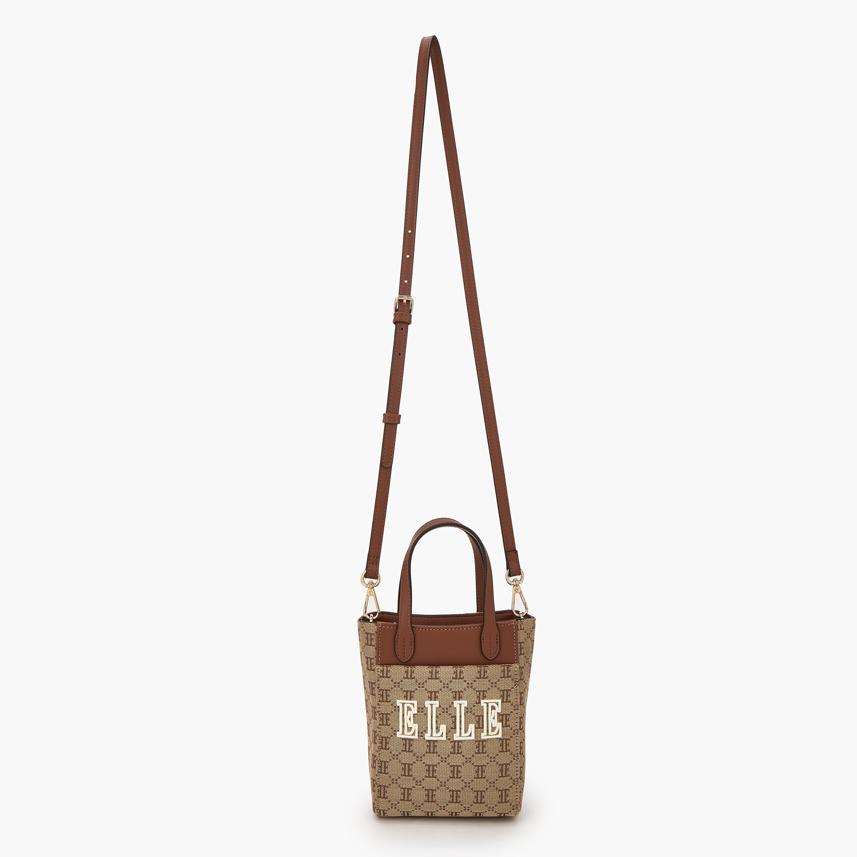 Elle Monogram Textured Crossbody Bag with Detachable Strap-women-bagsandwallets-handbags-image-2