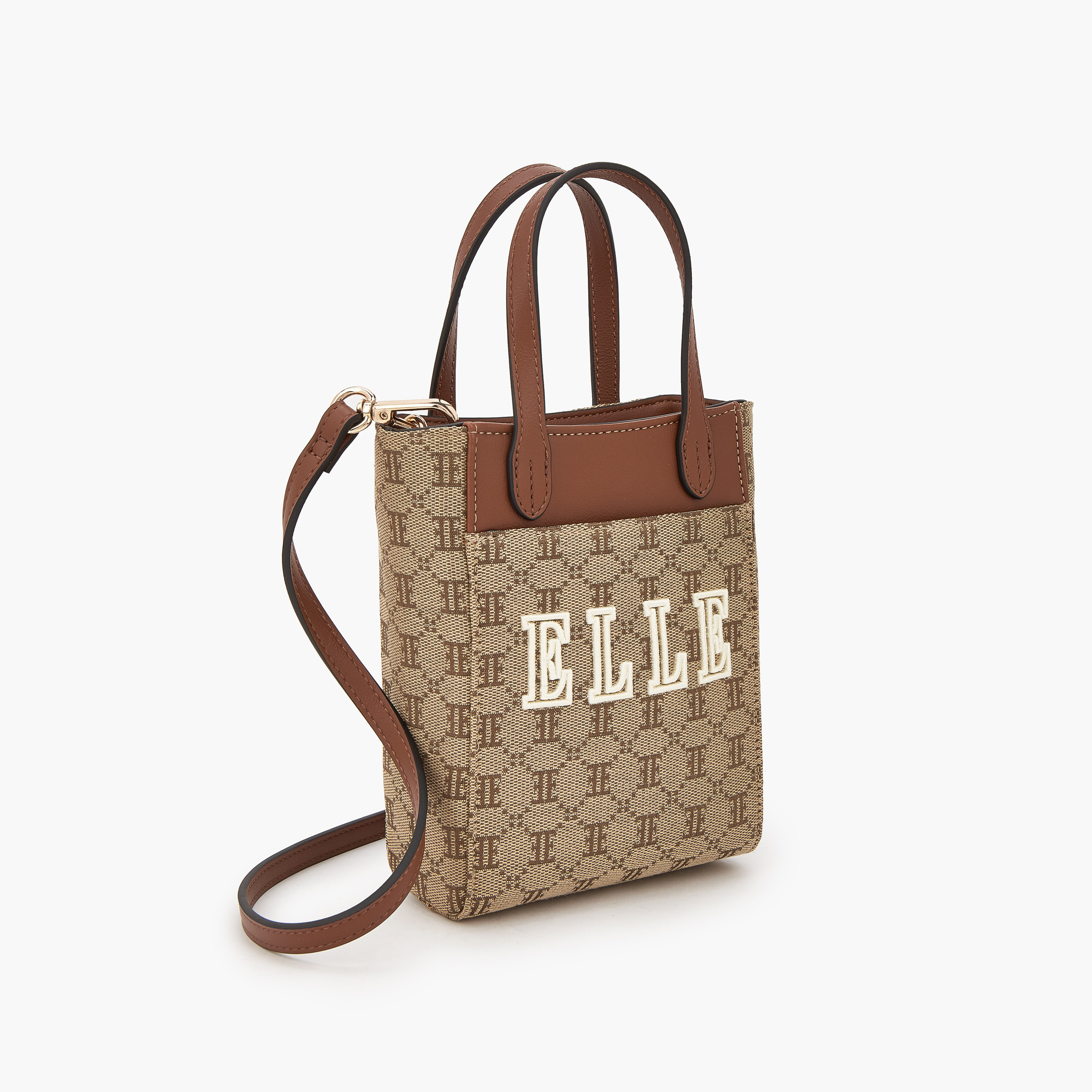 Elle Monogram Textured Crossbody Bag with Detachable Strap-women-bagsandwallets-handbags-image-3
