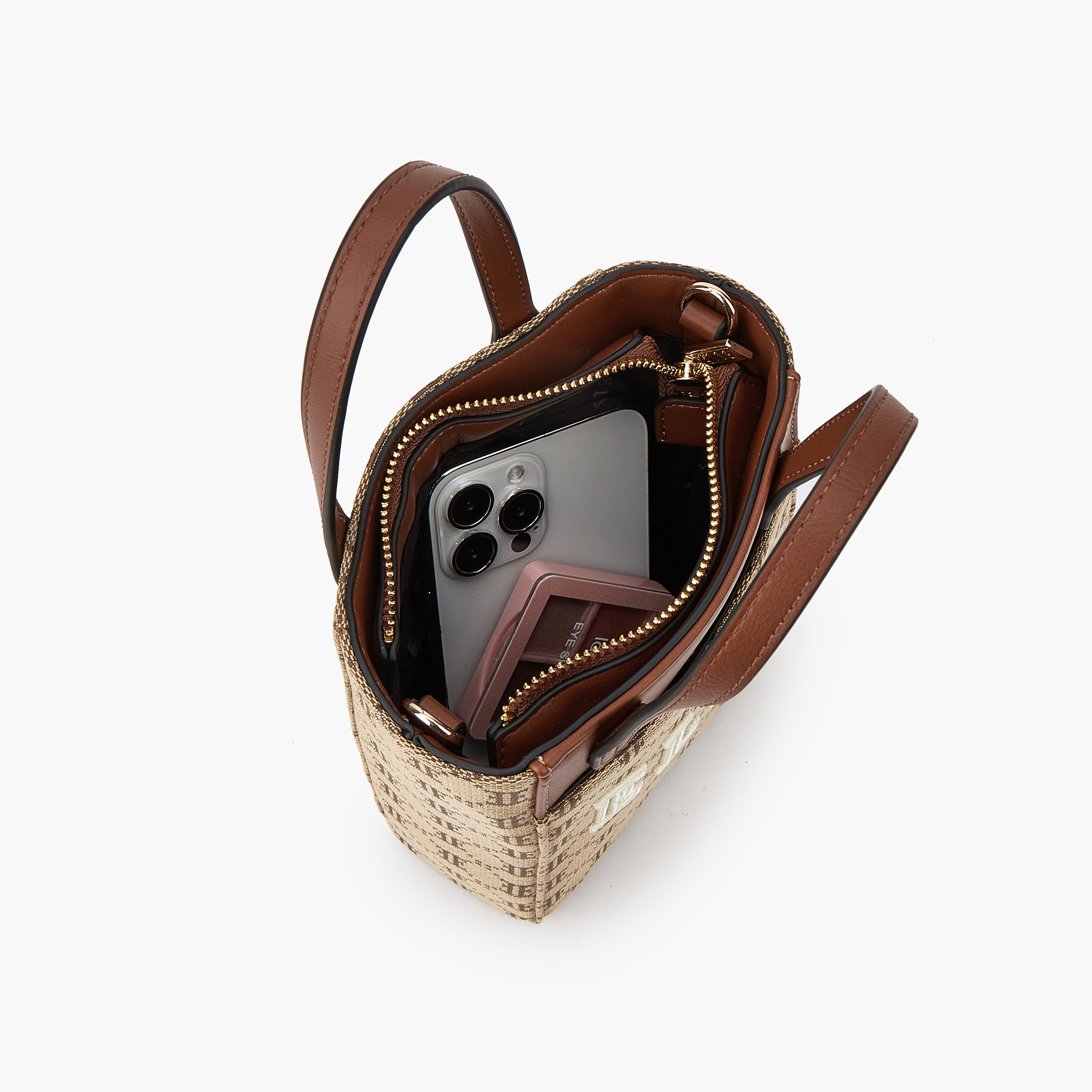Elle Monogram Textured Crossbody Bag with Detachable Strap-women-bagsandwallets-handbags-image-7