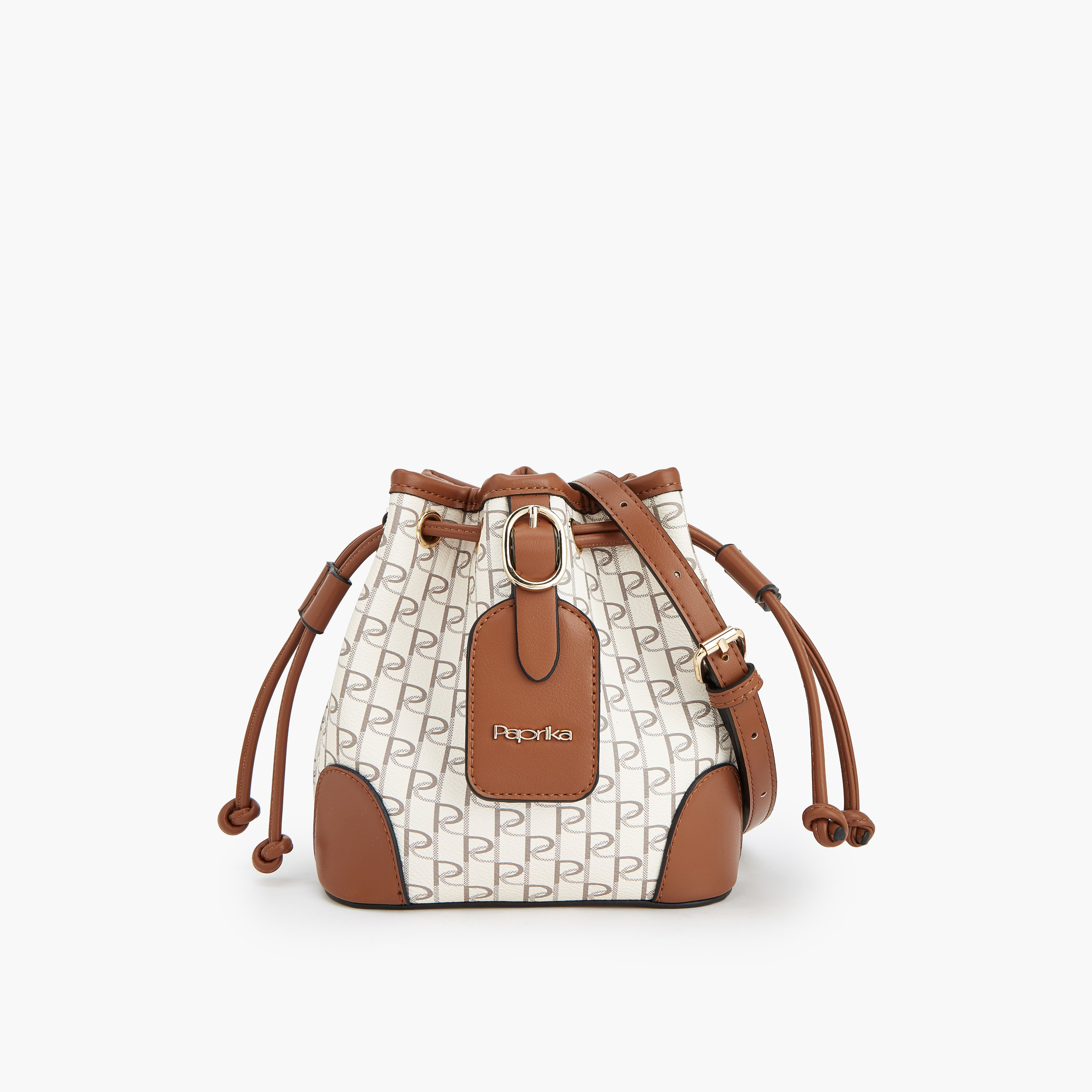 شنطة دلو برباط إغلاق وطبعات مونوجرام من بابريكا-women-bagsandwallets-handbags-image-1