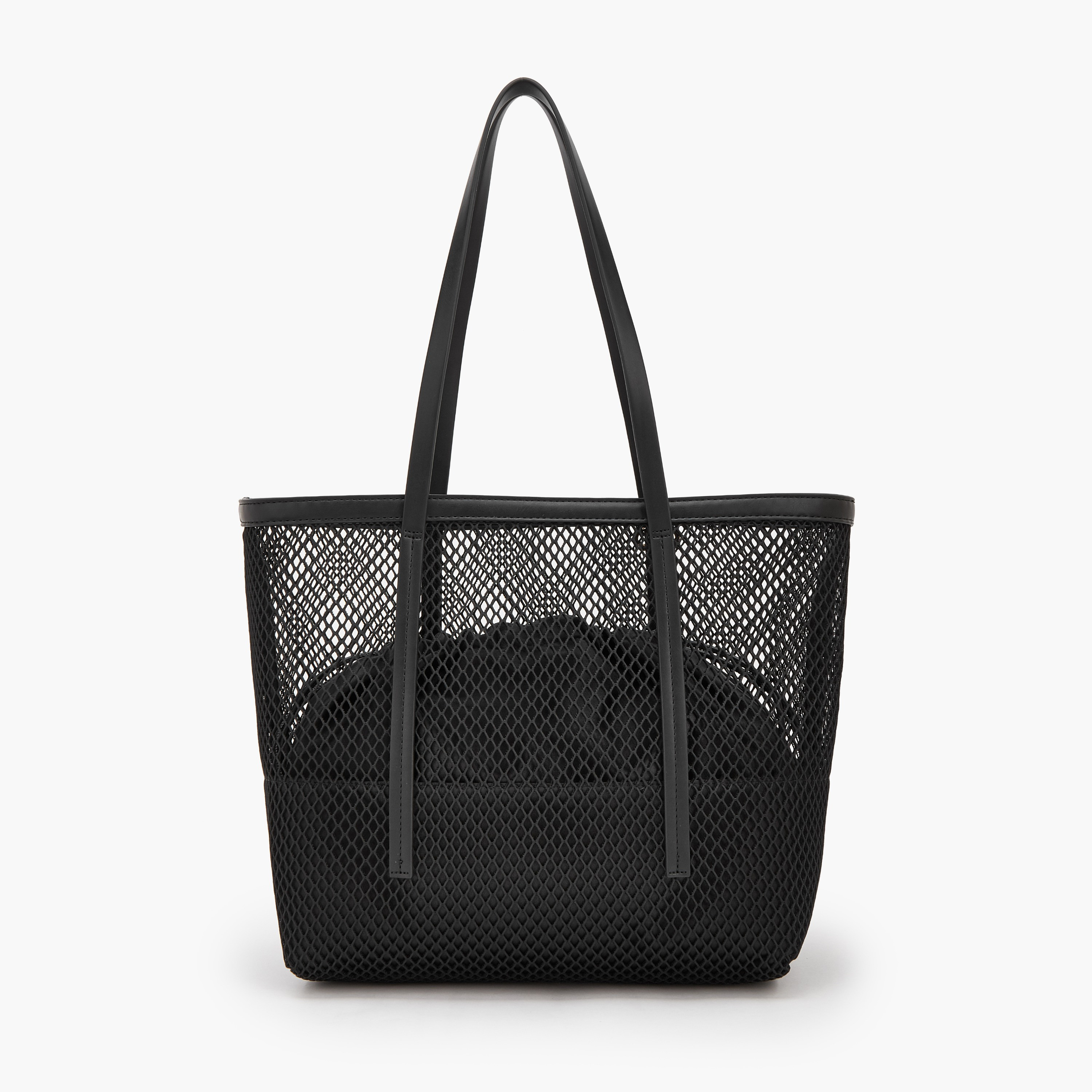 شنطة شوبر بارزة الملمس مع شنطة صغيرة بحزام إغلاق من سيليست-women-bagsandwallets-handbags-image-5