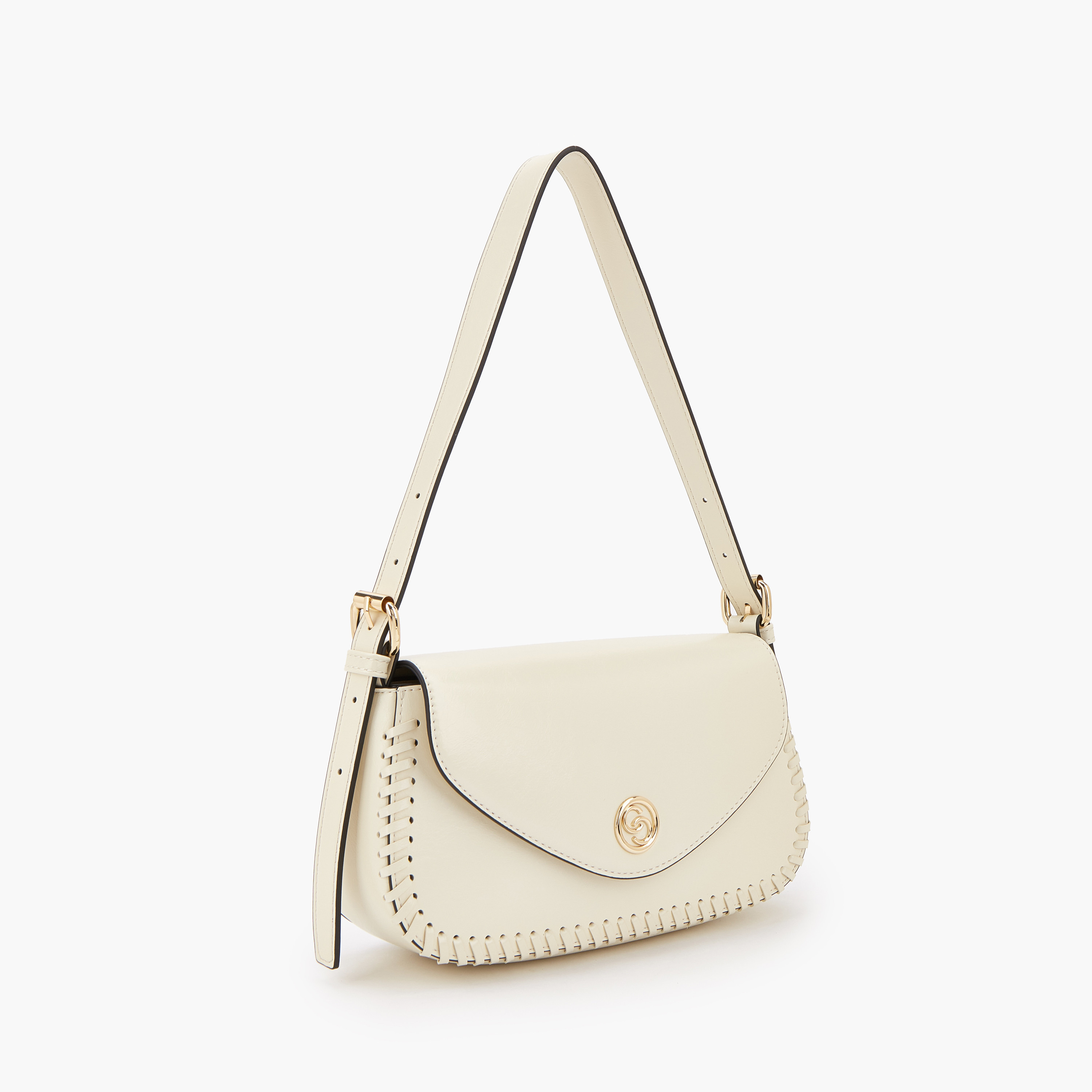 شنطة كتف بزر إغلاق وتفاصيل مغرزة من سيليست-women-bagsandwallets-handbags-image-2