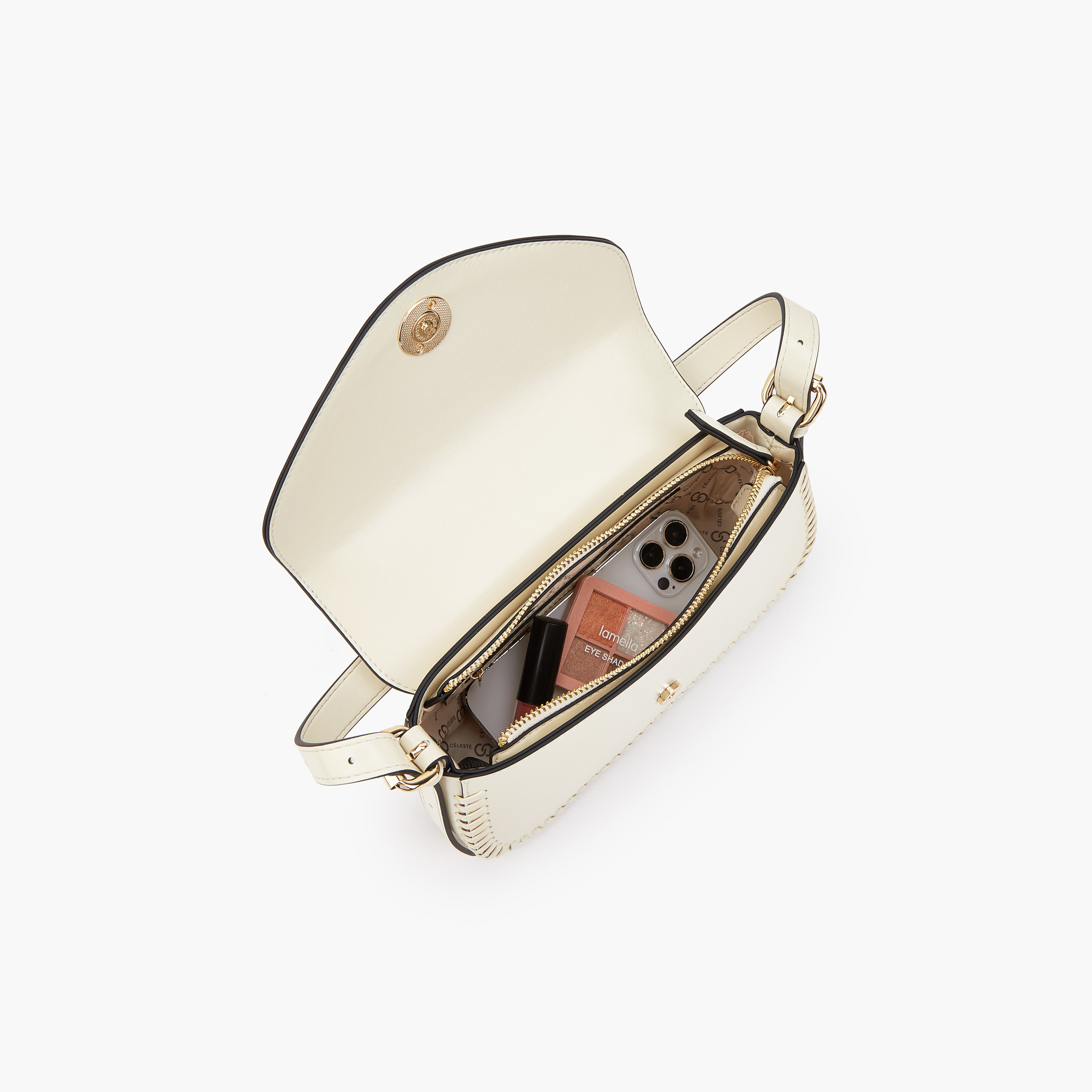 شنطة كتف بزر إغلاق وتفاصيل مغرزة من سيليست-women-bagsandwallets-handbags-image-7
