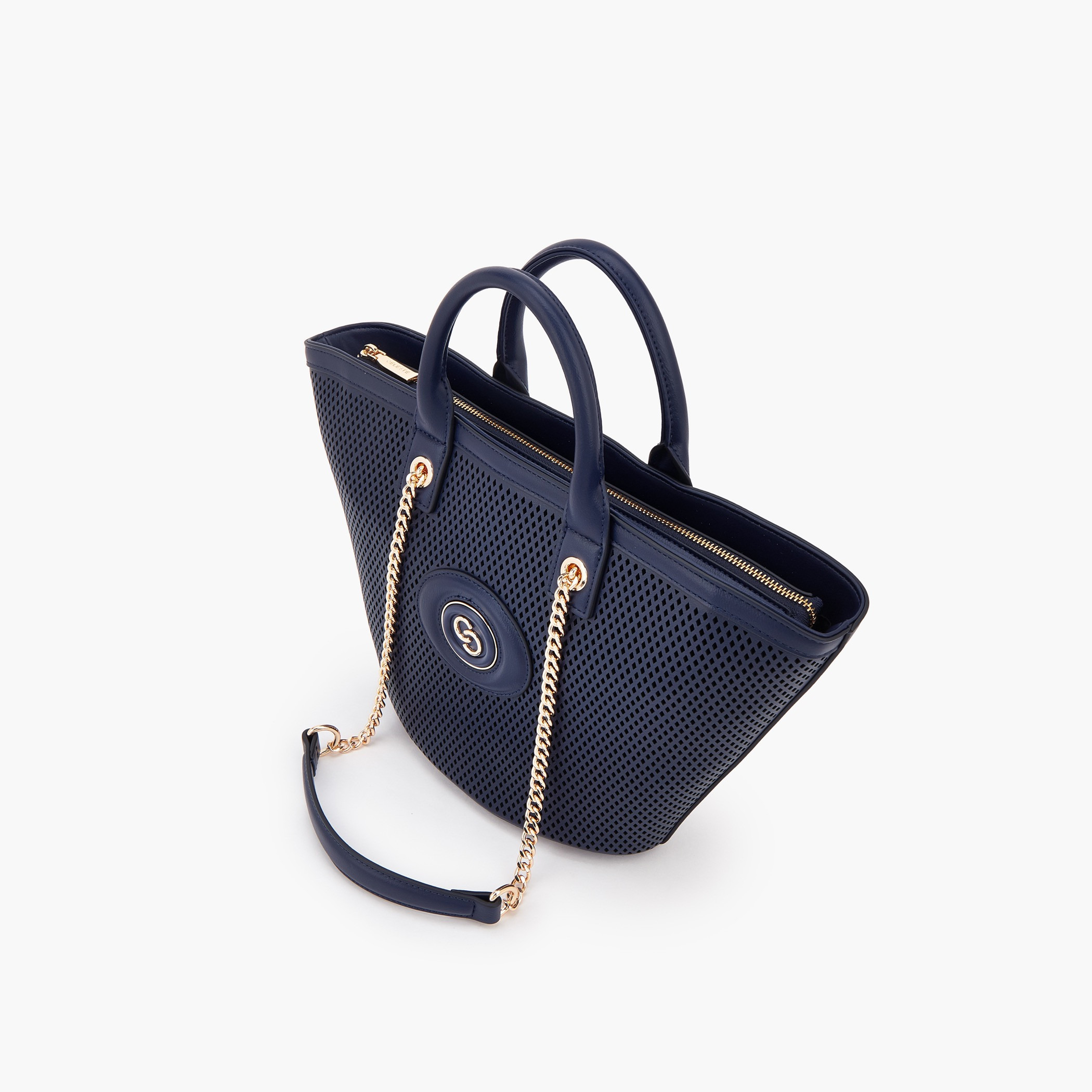 Celeste Textured Tote Bag with Chain Strap-women-bagsandwallets-handbags-image-5