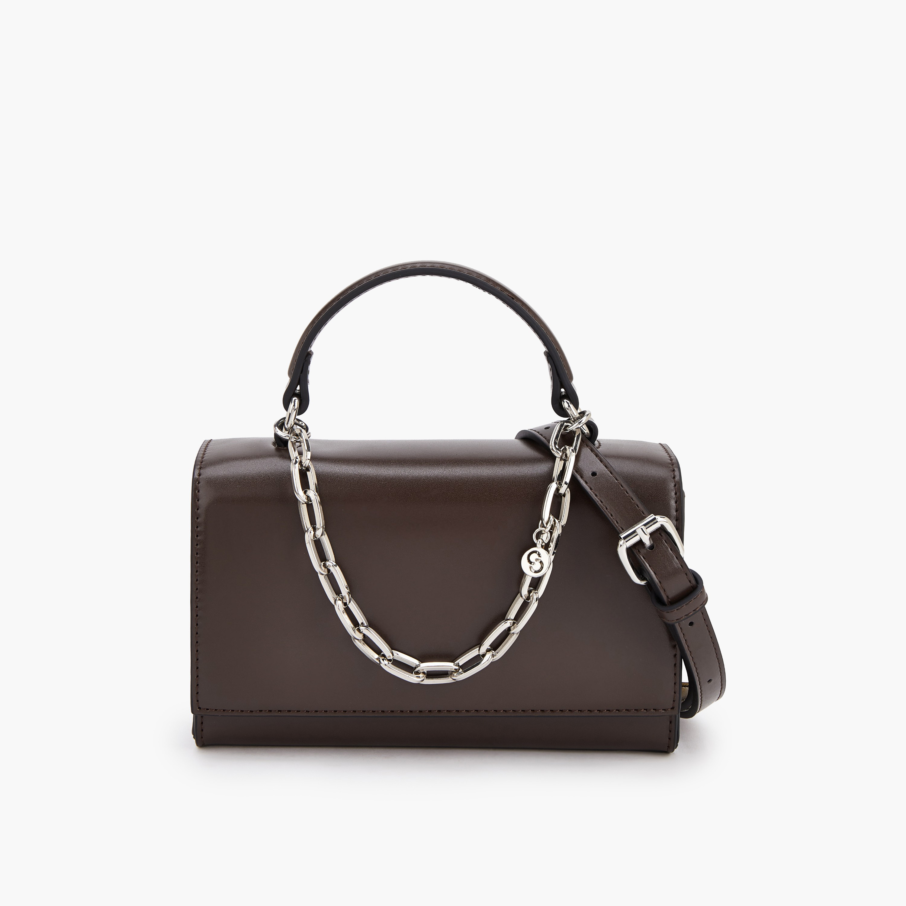 Celeste Solid Satchel Bag with Chain Detail-women-bagsandwallets-handbags-image-1