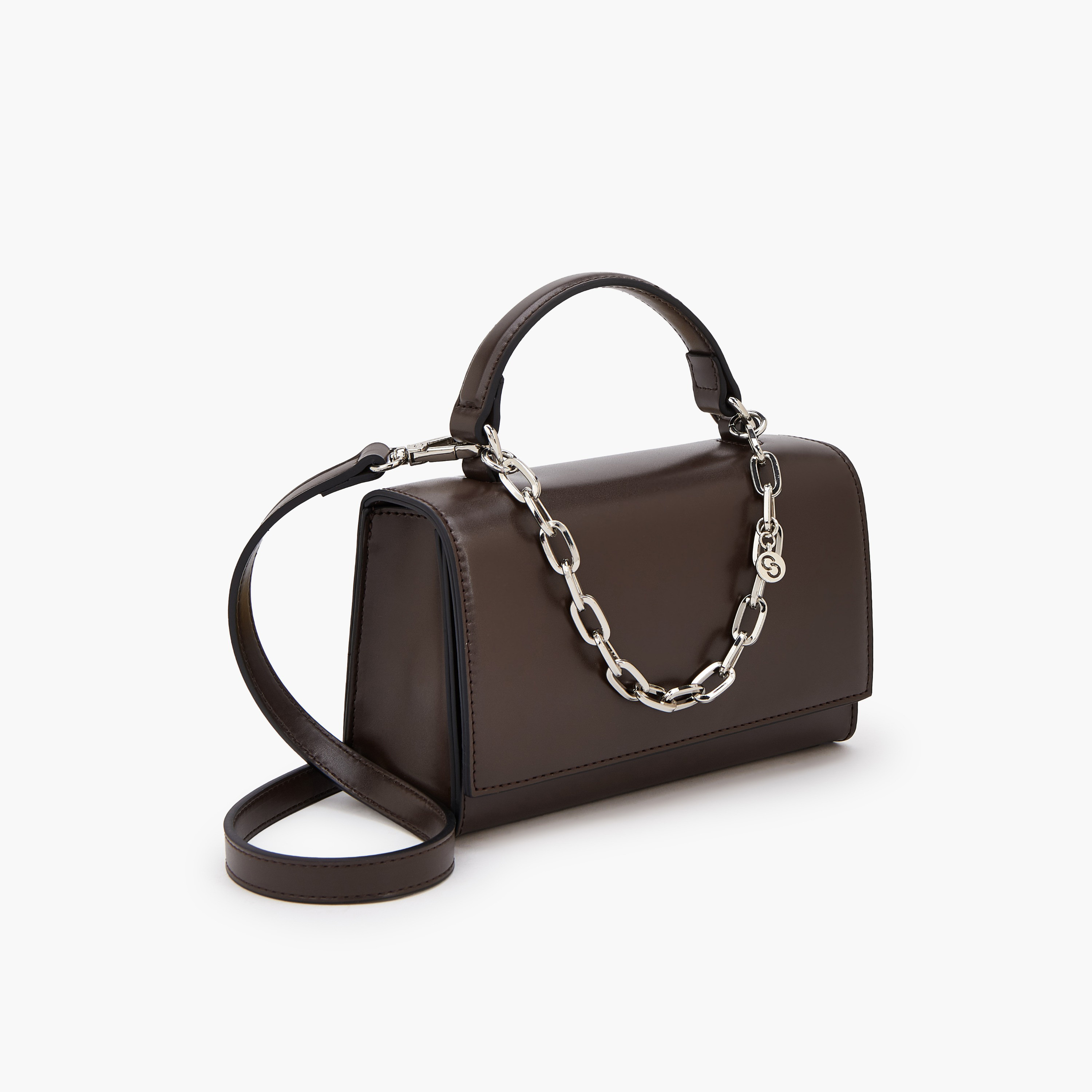 Celeste Solid Satchel Bag with Chain Detail-women-bagsandwallets-handbags-image-3