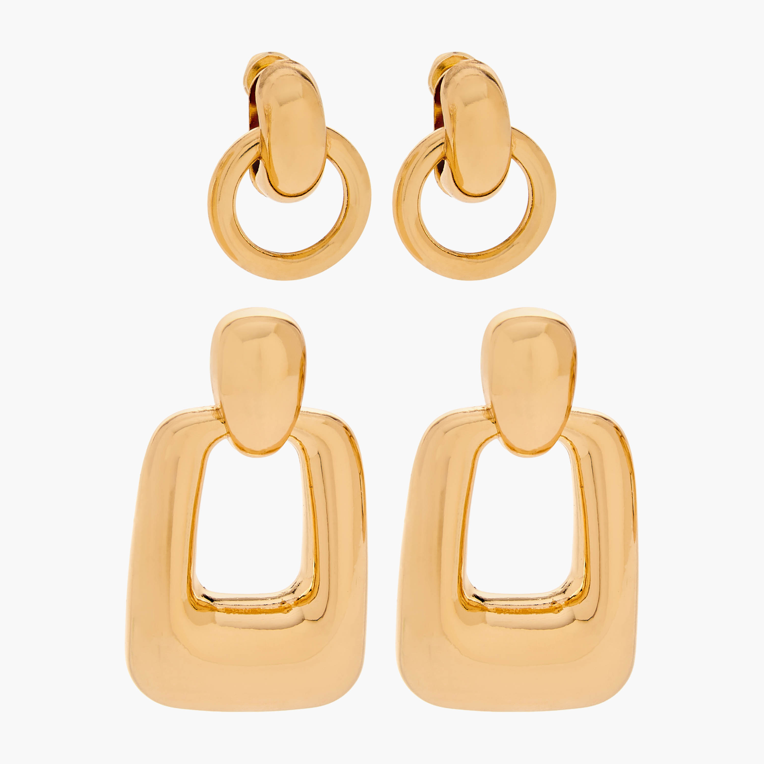 طقم حلقان بلون ذهبي بقفل خلفي ضاغط - زوجين-women-watchesandjewellery-jewellery-earrings-image-1