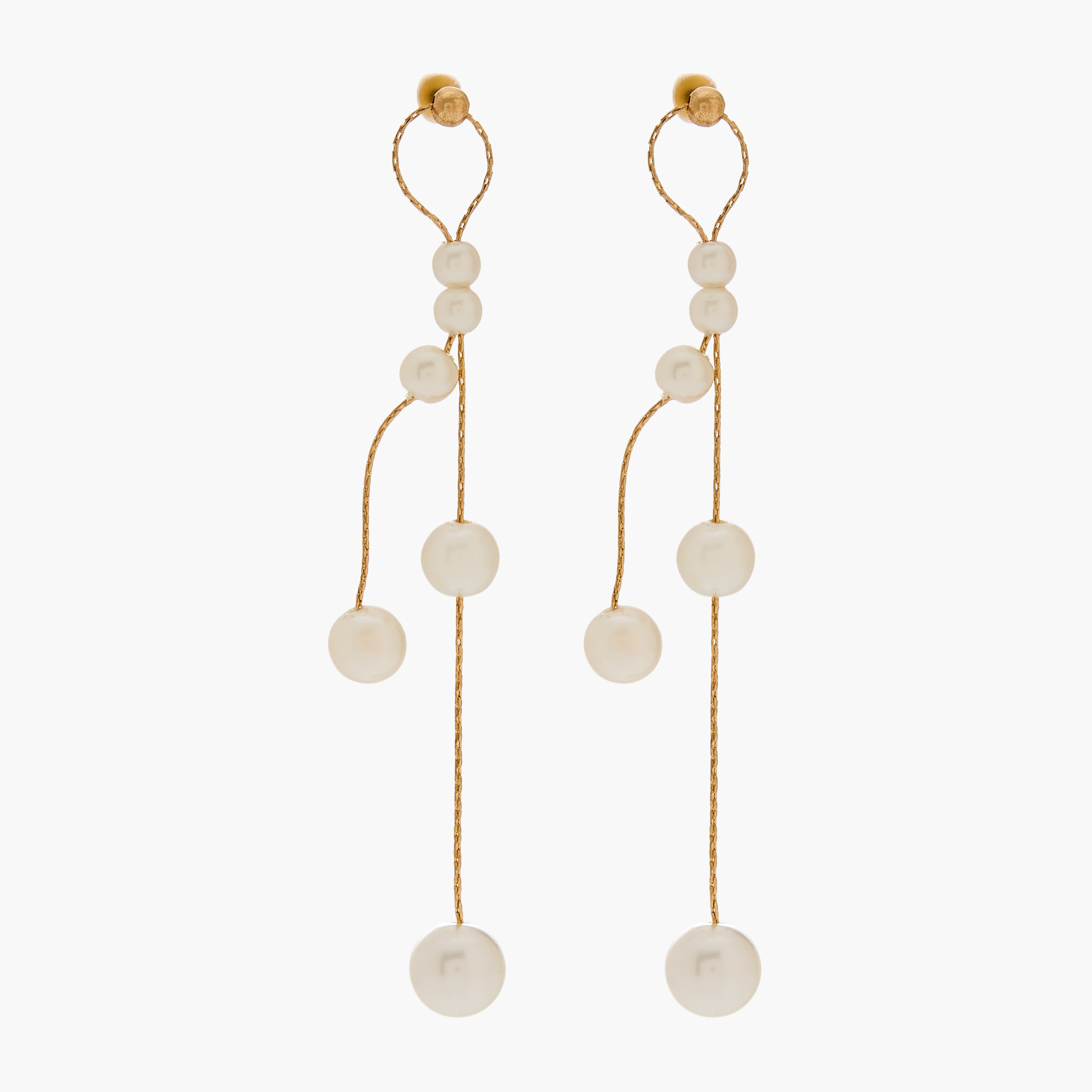 Gold Tone Pearl Dangler Earrings with Pushback Closure-women-watchesandjewellery-jewellery-earrings-image-1