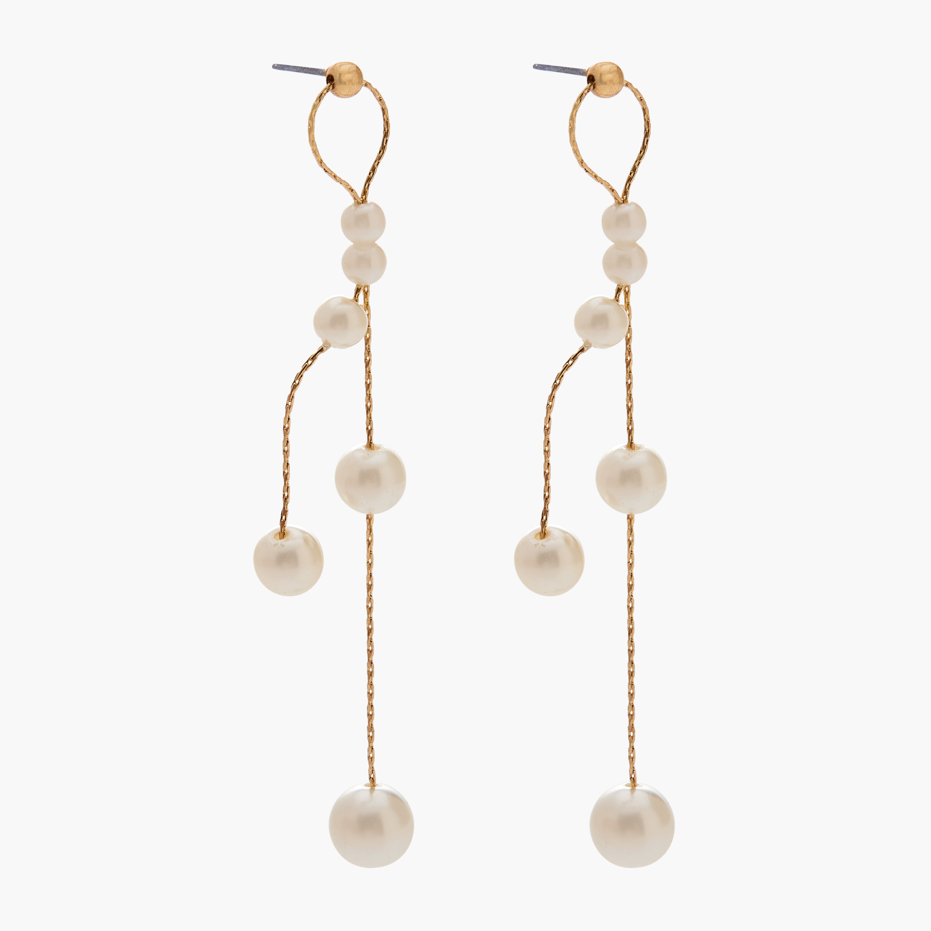 Gold Tone Pearl Dangler Earrings with Pushback Closure-women-watchesandjewellery-jewellery-earrings-image-2