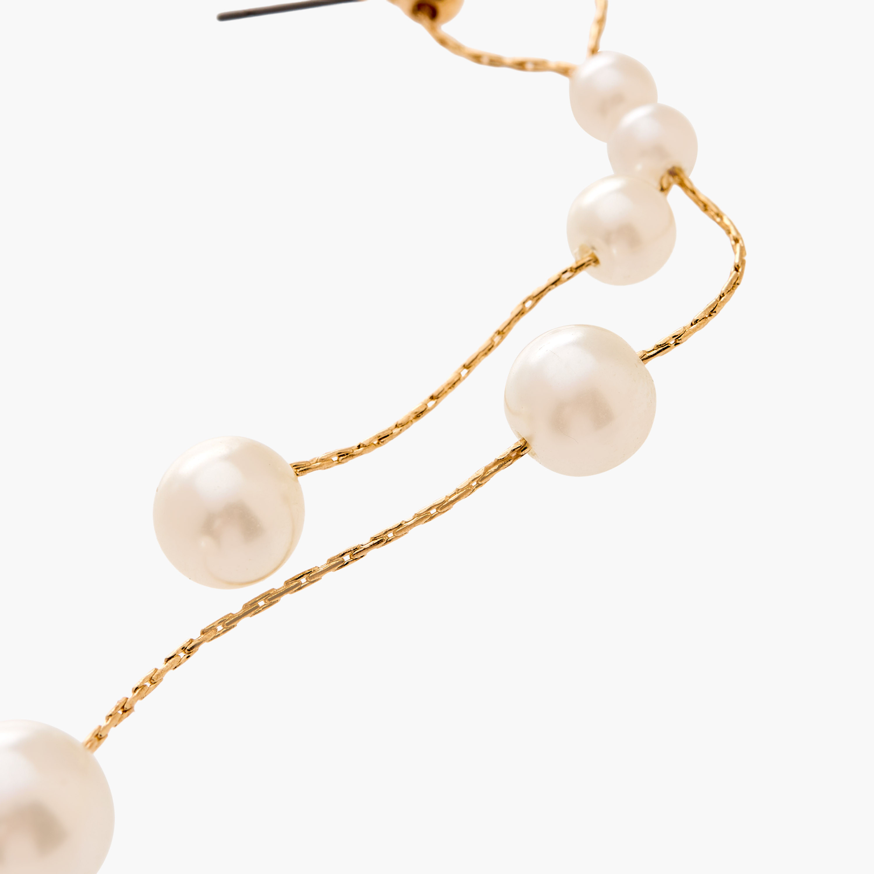 Gold Tone Pearl Dangler Earrings with Pushback Closure-women-watchesandjewellery-jewellery-earrings-image-3