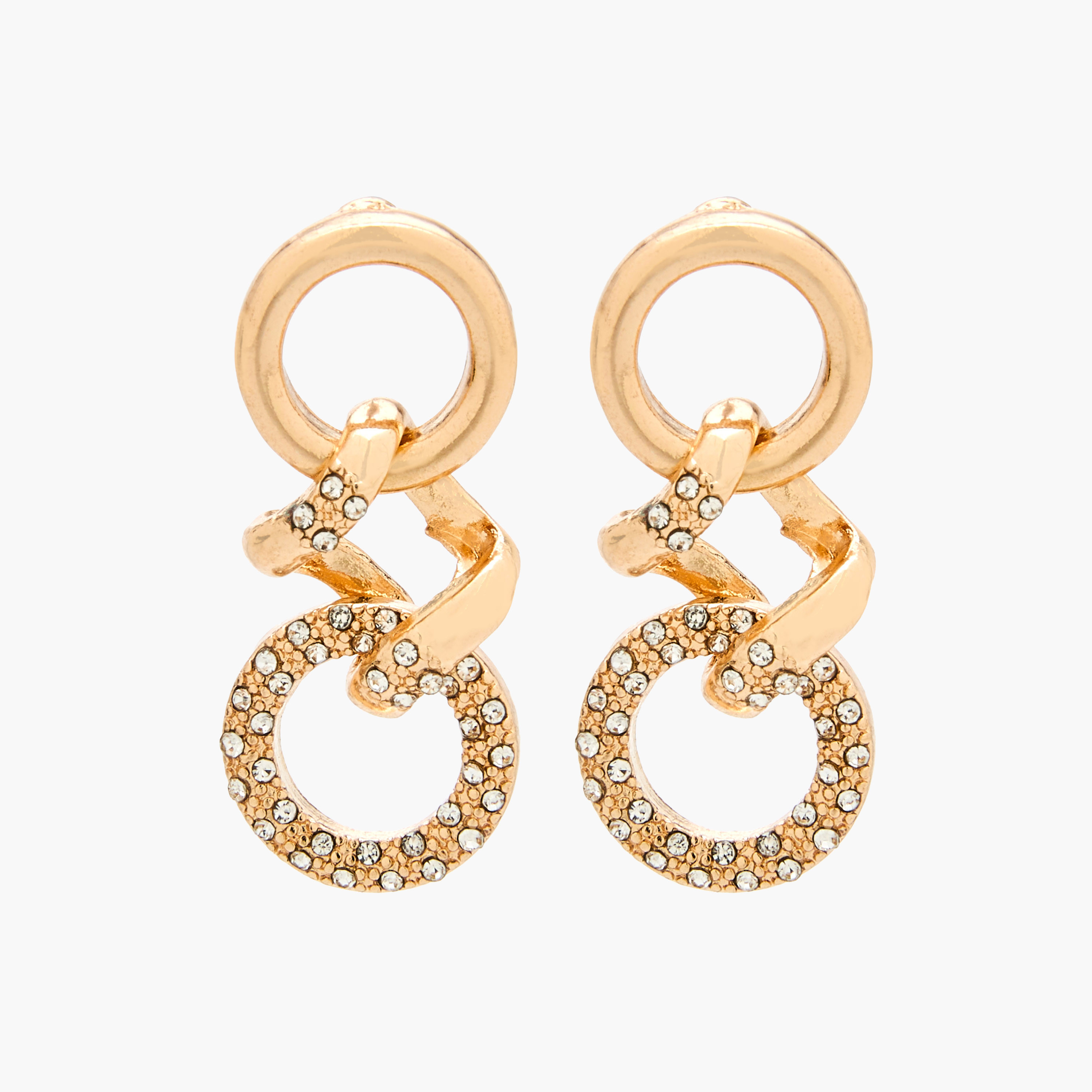 حلق متدلي مزين بلون ذهبي ومكبس إغلاق-women-watchesandjewellery-jewellery-earrings-image-1