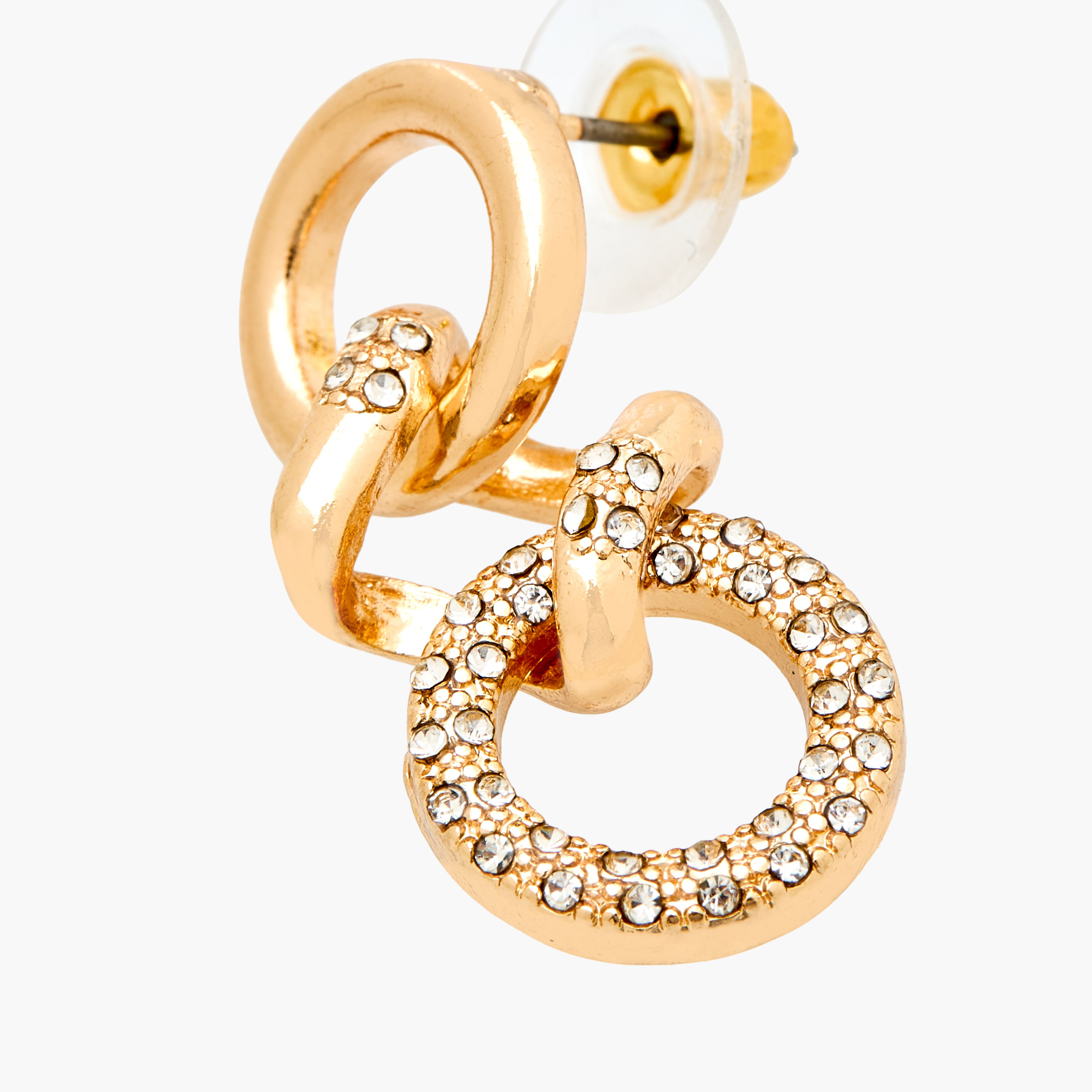 حلق متدلي مزين بلون ذهبي ومكبس إغلاق-women-watchesandjewellery-jewellery-earrings-image-3