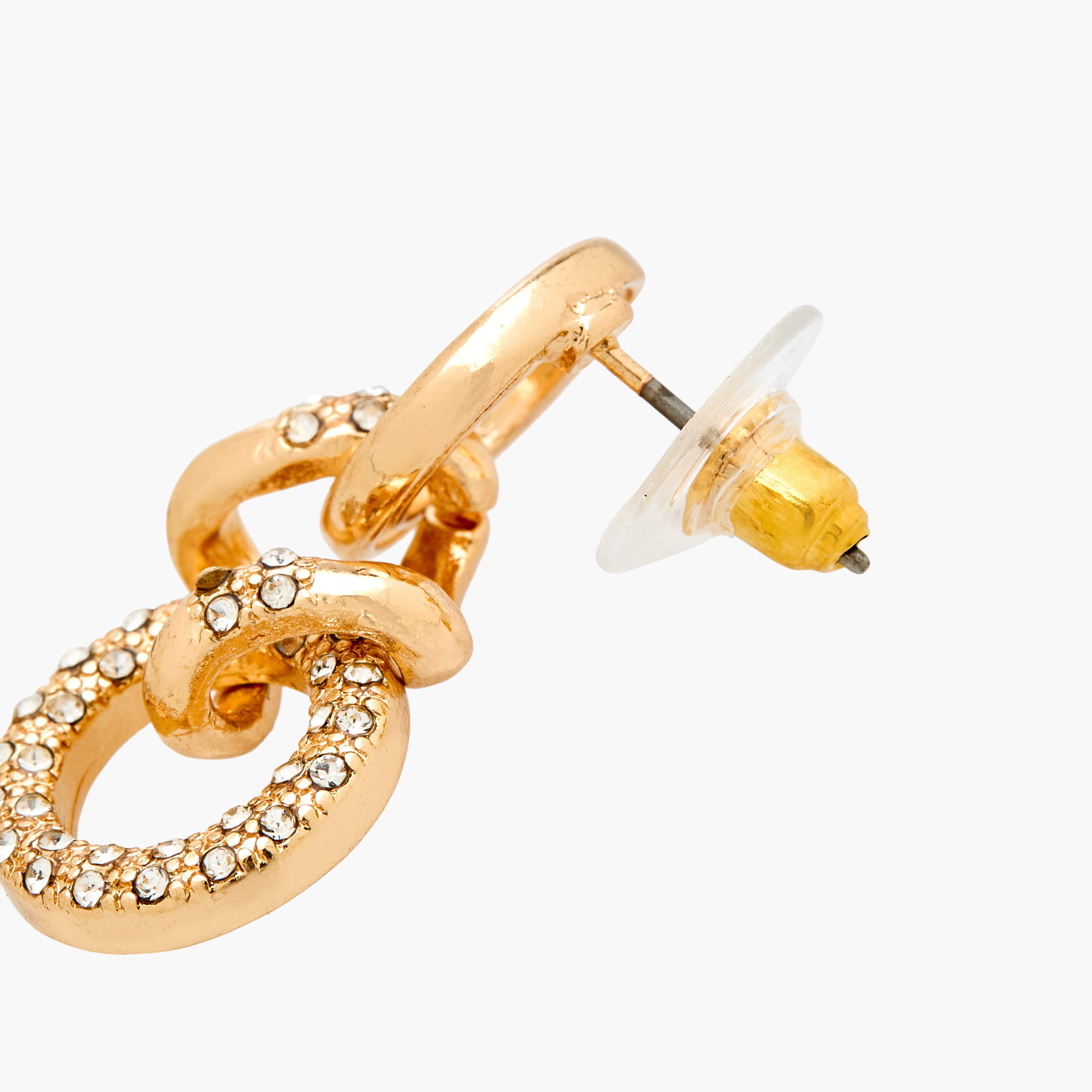 حلق متدلي مزين بلون ذهبي ومكبس إغلاق-women-watchesandjewellery-jewellery-earrings-image-4