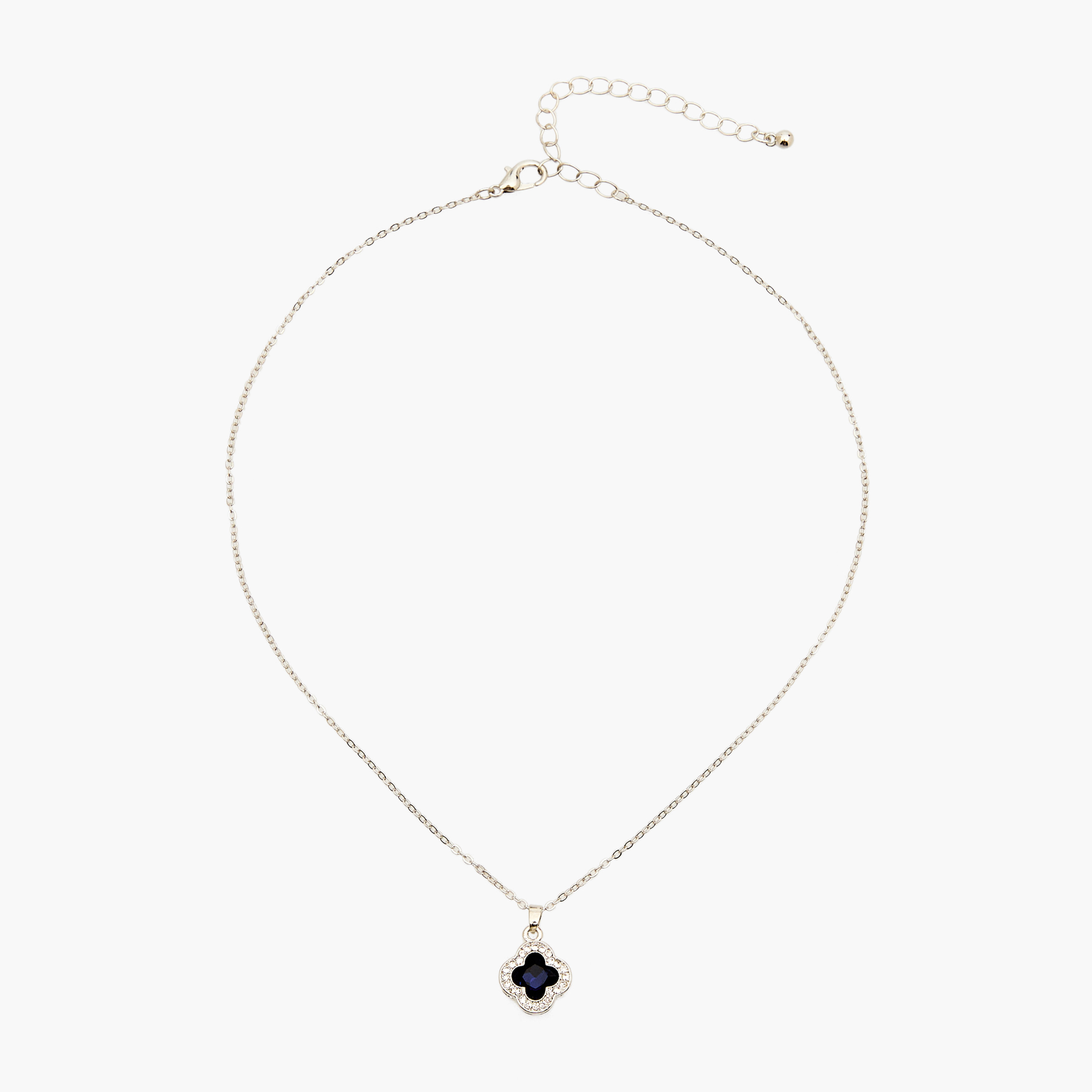 طقم قلادة وأقراط مزينة بأحجار كريستال صناعية - قطعتين-women-watchesandjewellery-jewellery-necklacesandpendants-image-1