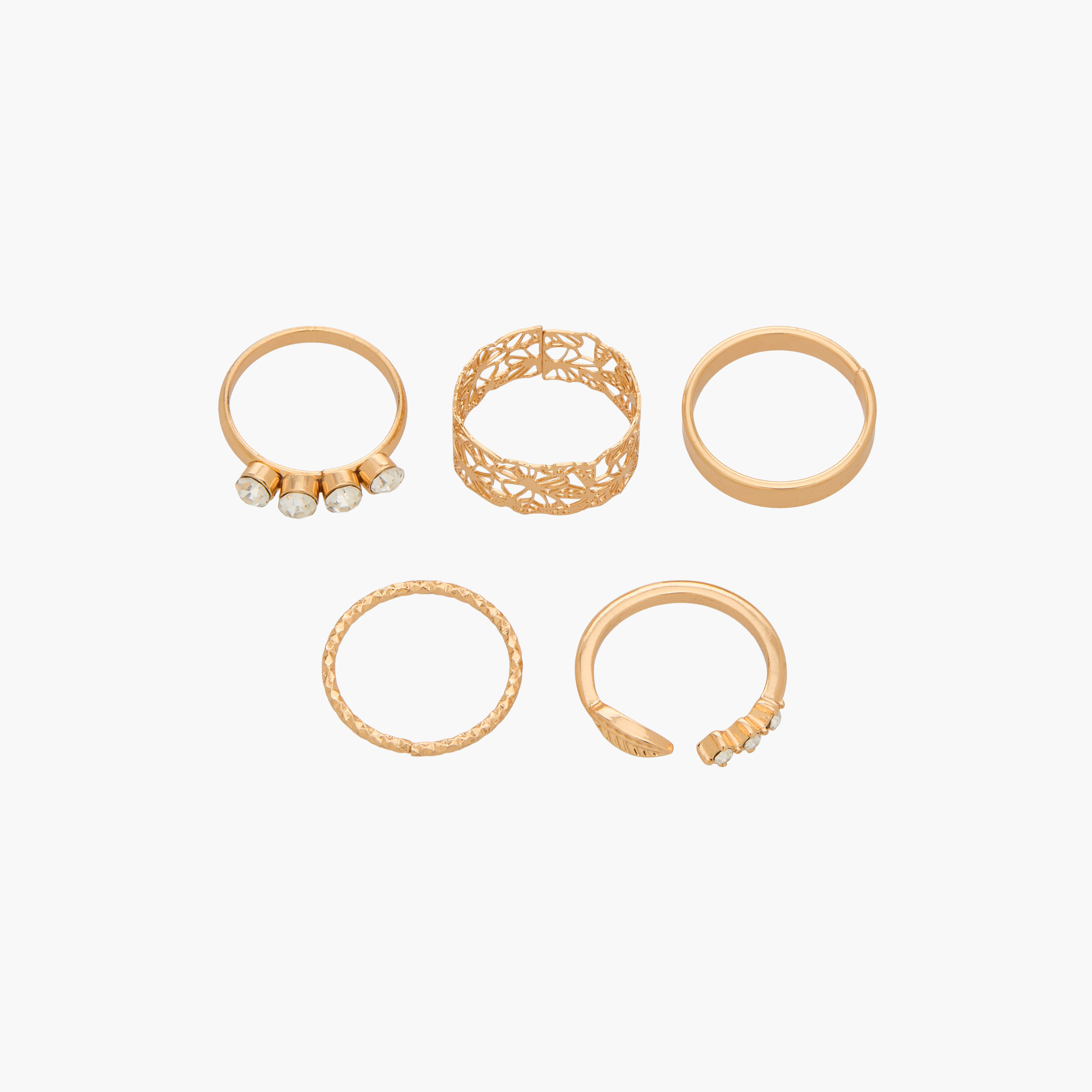 Set of 5 - Assorted Gold Tone Ring-women-watchesandjewellery-jewellery-rings-image-1